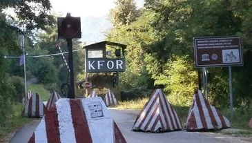NATO KFOR Checkpoint at the Decani Monastery in Kosovo, 2017.
