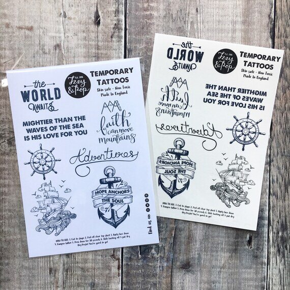 Salty Dog Hold Fast temporary tattoos Set of nautical temp tatts  Ducky  Street