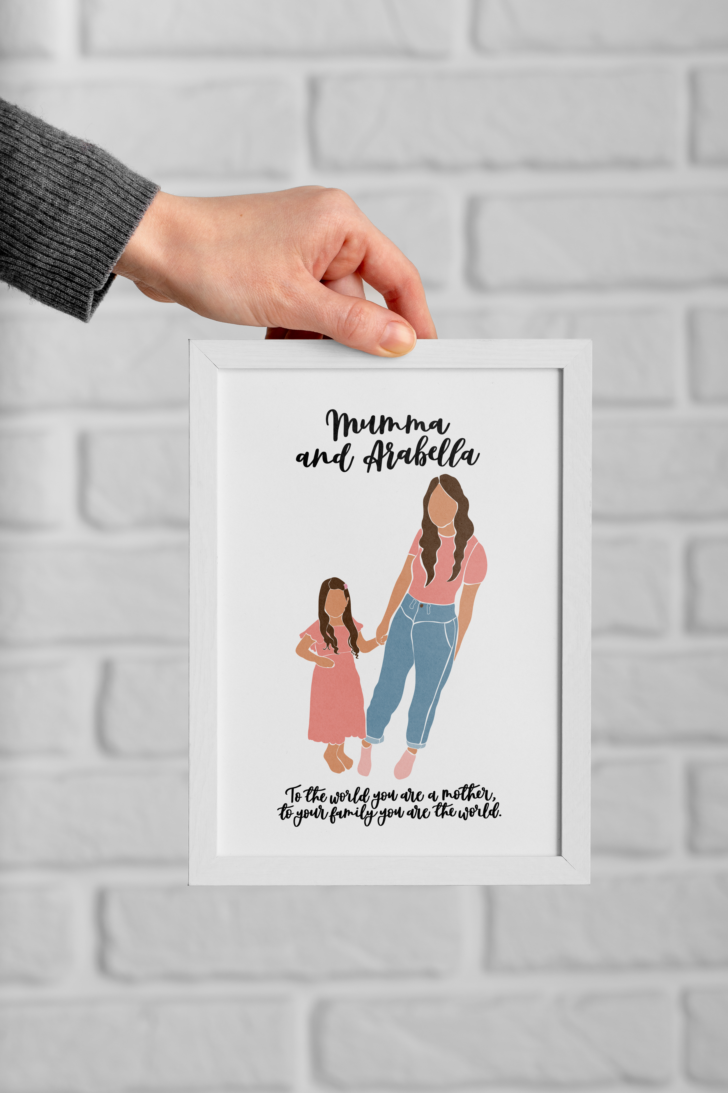 Custom Mother And Daughter/Son Portrait Print - To The World You Are A Mother, To Your Family You Are The World