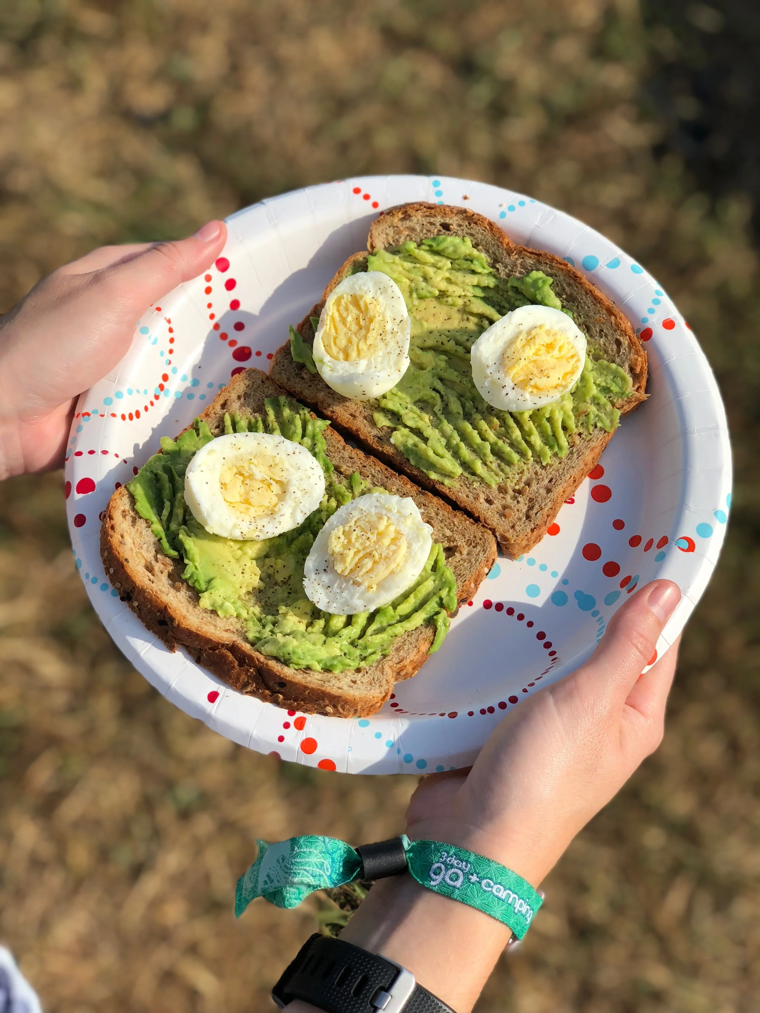 Whole grain bread, avocado, hard boiled eggs