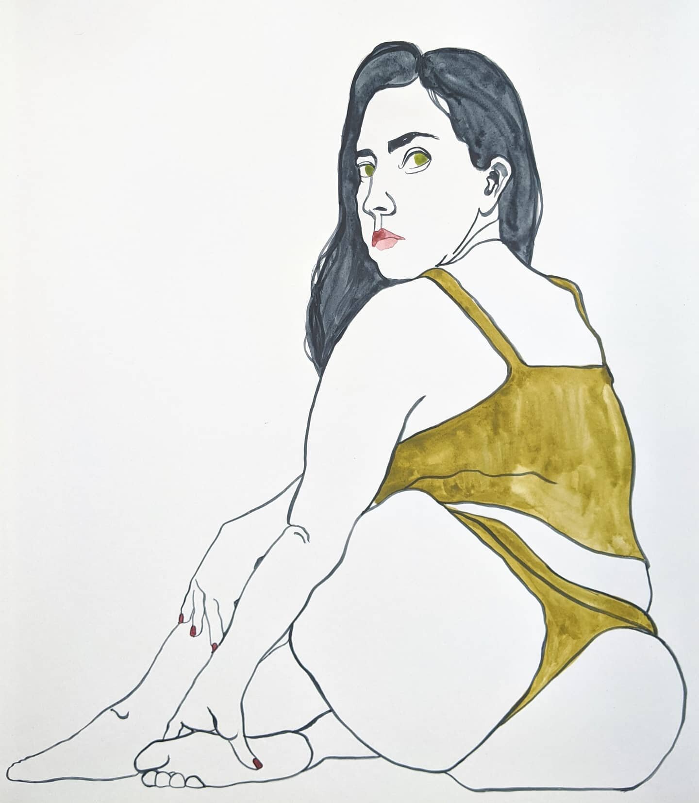 Grace Like Honey, watercolor on paper, 22x17&quot;. I love you @take2court - thanks for letting me paint you. 
.
.
#artistsofinstagram #grace #honey #sacred #woman #mother #figurepainting #heartofgold