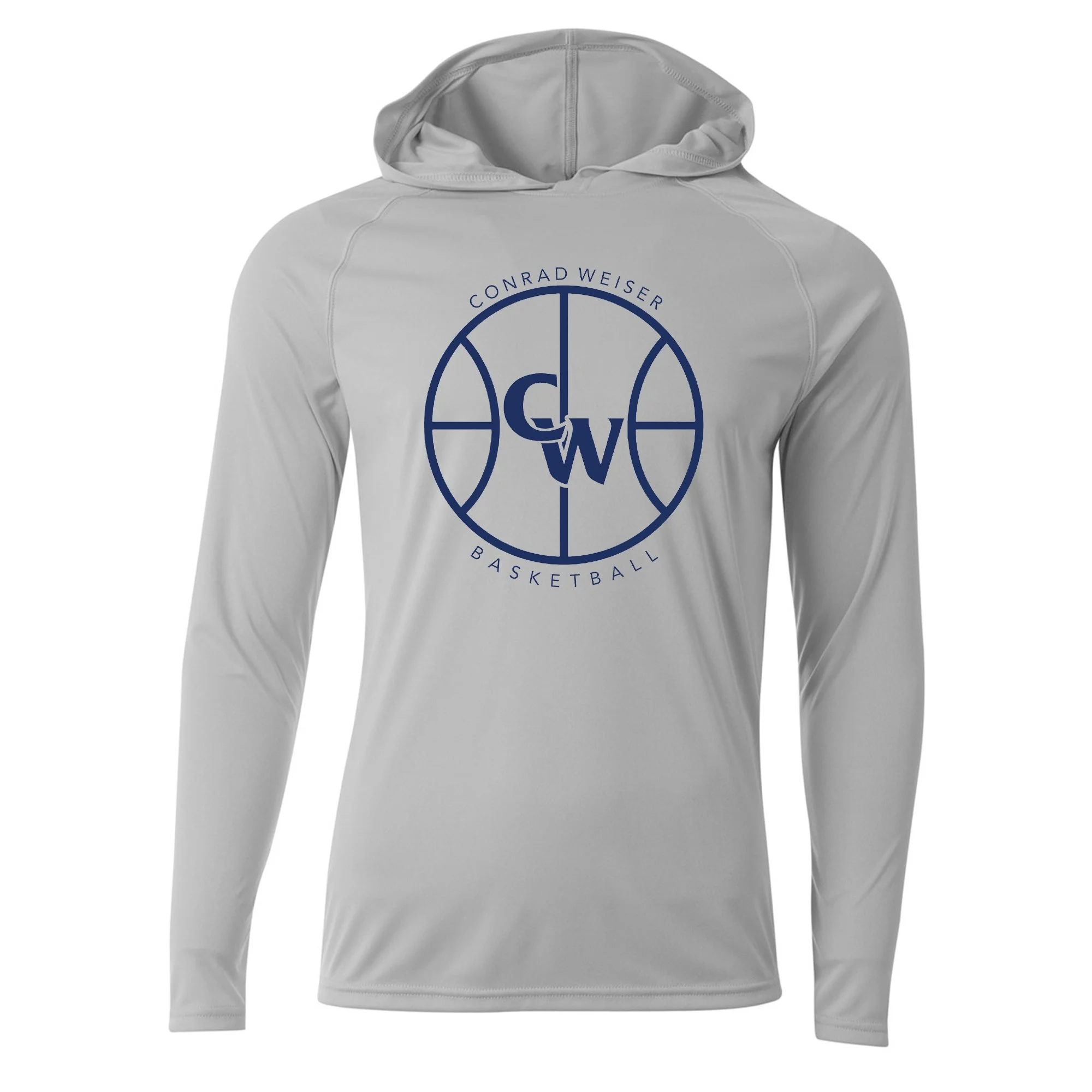 Silver Hooded Long Sleeve Tee