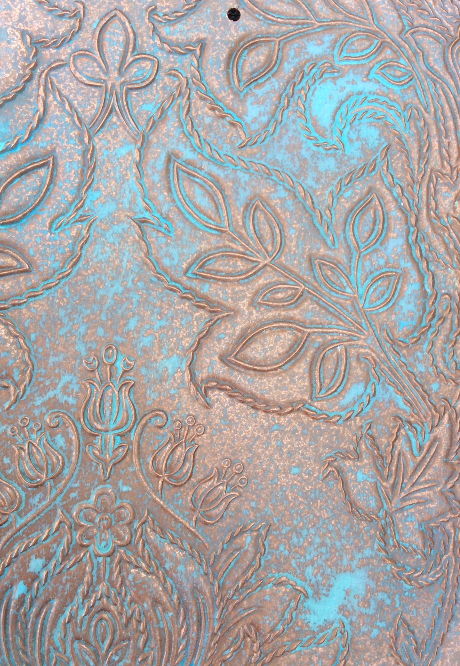 Tapestry design - copper verdigris finish by Frank Holmes Ltd 