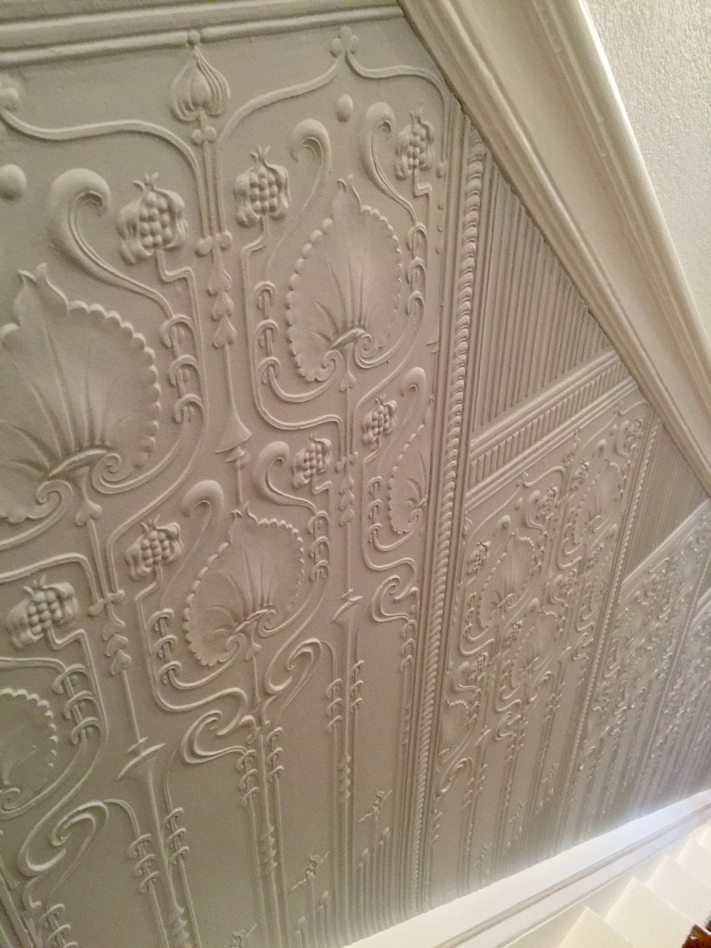 Lincrusta Edwardian Dado Panels, Victorian house staircase installation by Frank Holmes Ltd, Lancaster