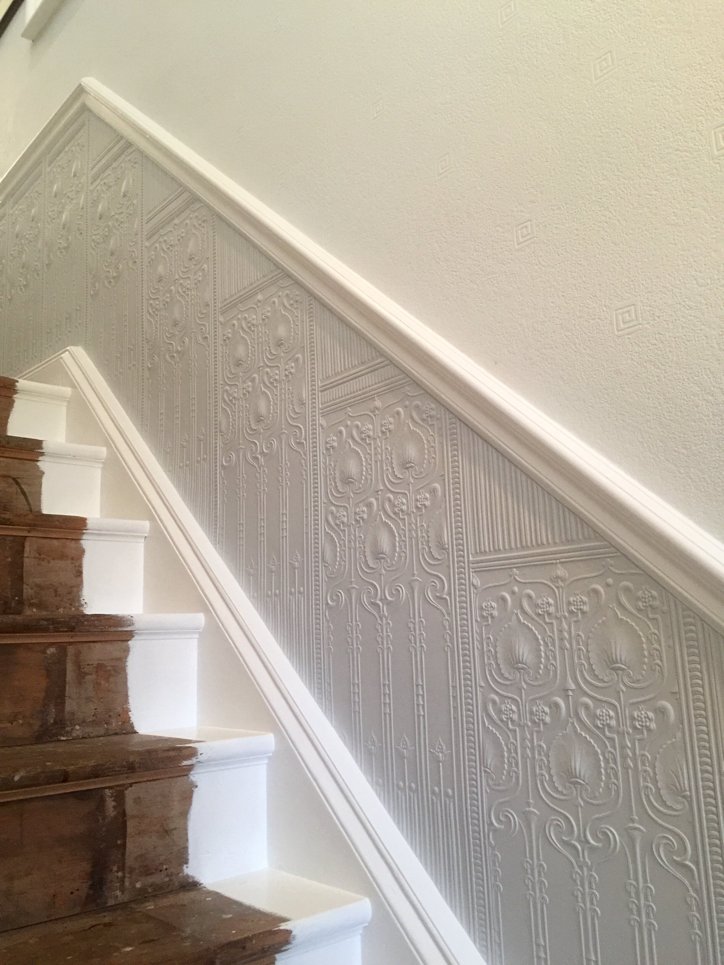 Lincrusta Edwardian Dado Panels, Victorian house staircase installation by Frank Holmes Ltd, Lancaster