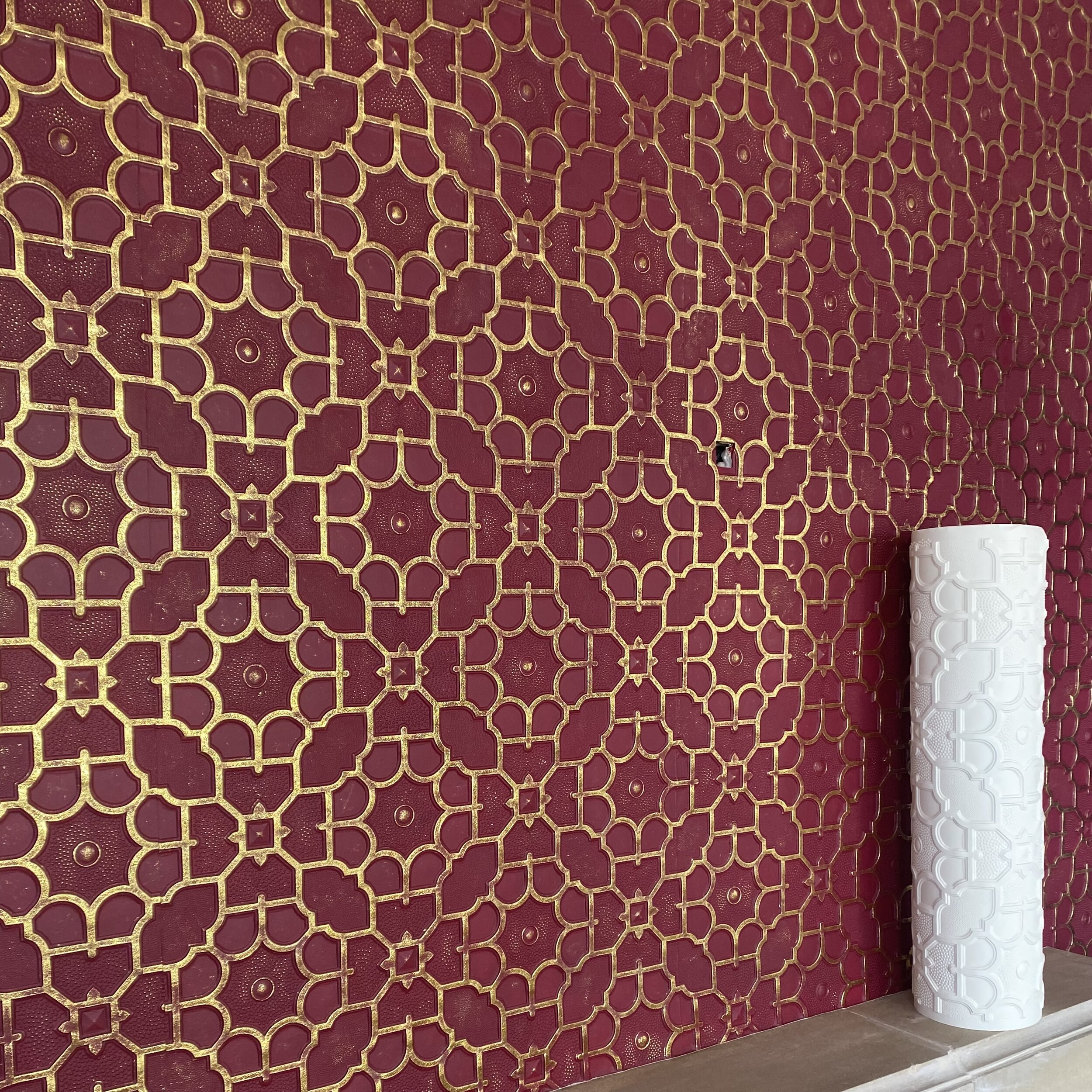 Bespoke Lincrusta Feature wall with Gilded Gold Highlights by Frank Holmes Ltd, Lancashire