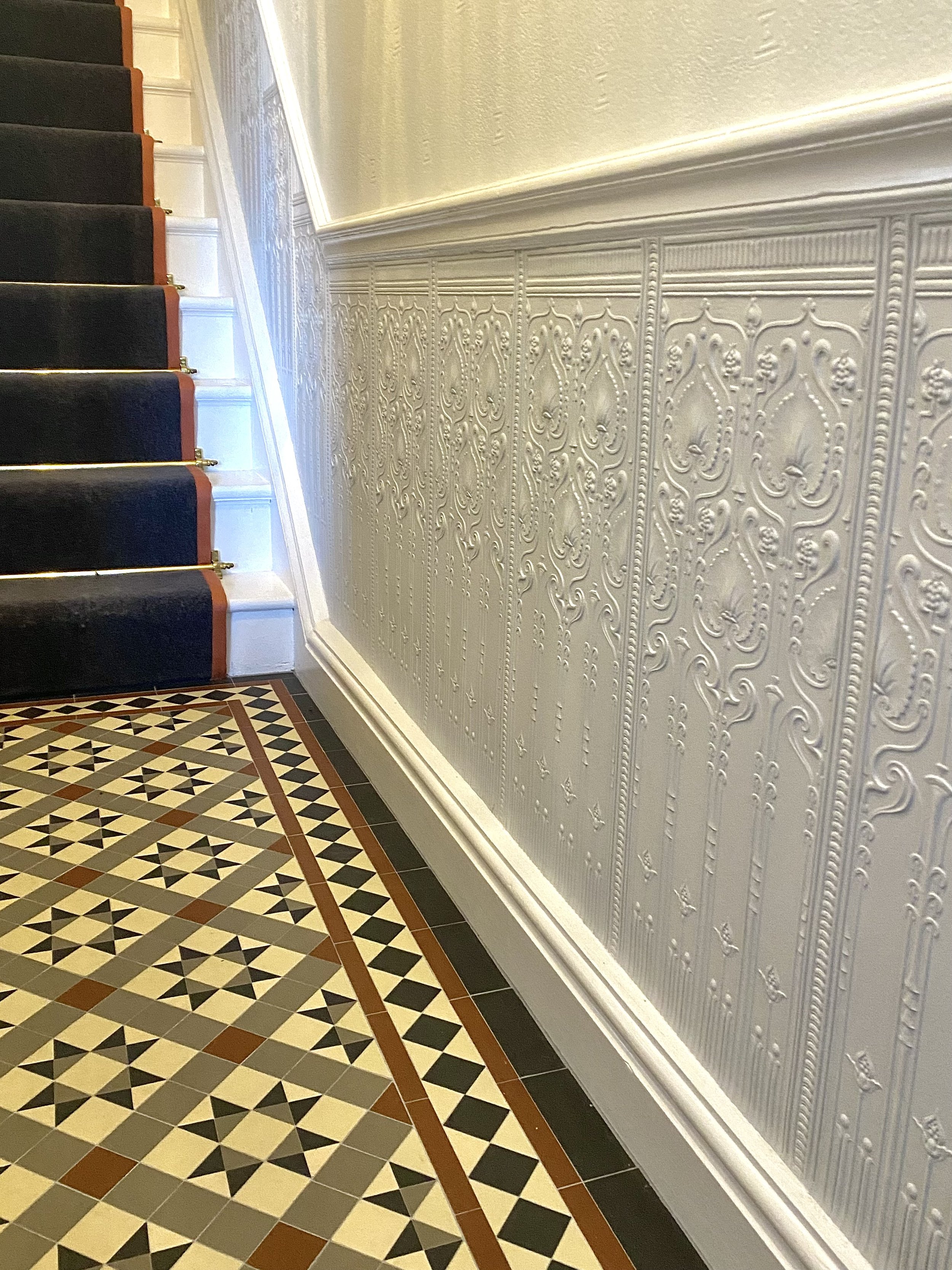 Lincrusta Dado Panels, Victorian hallway installation by Frank Holmes Ltd, Lancaster