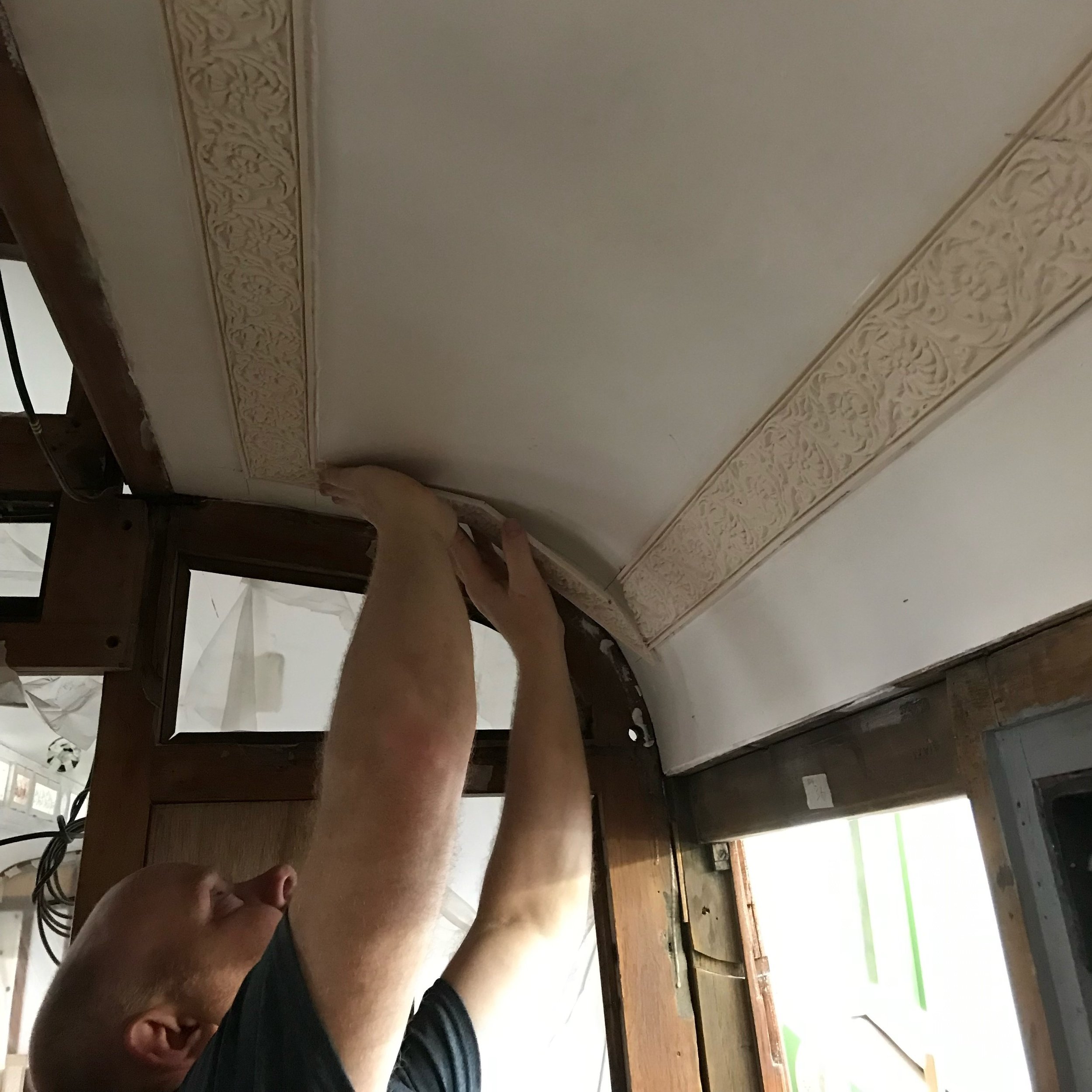 Reinstating a Lincrusta border to a LNER Coach Association heritage dining carriage - Bringing a Heritage Lincrusta design back to life,  By Frank Holmes Ltd Fine Decor, Master Craftsman Lancas (Copy)