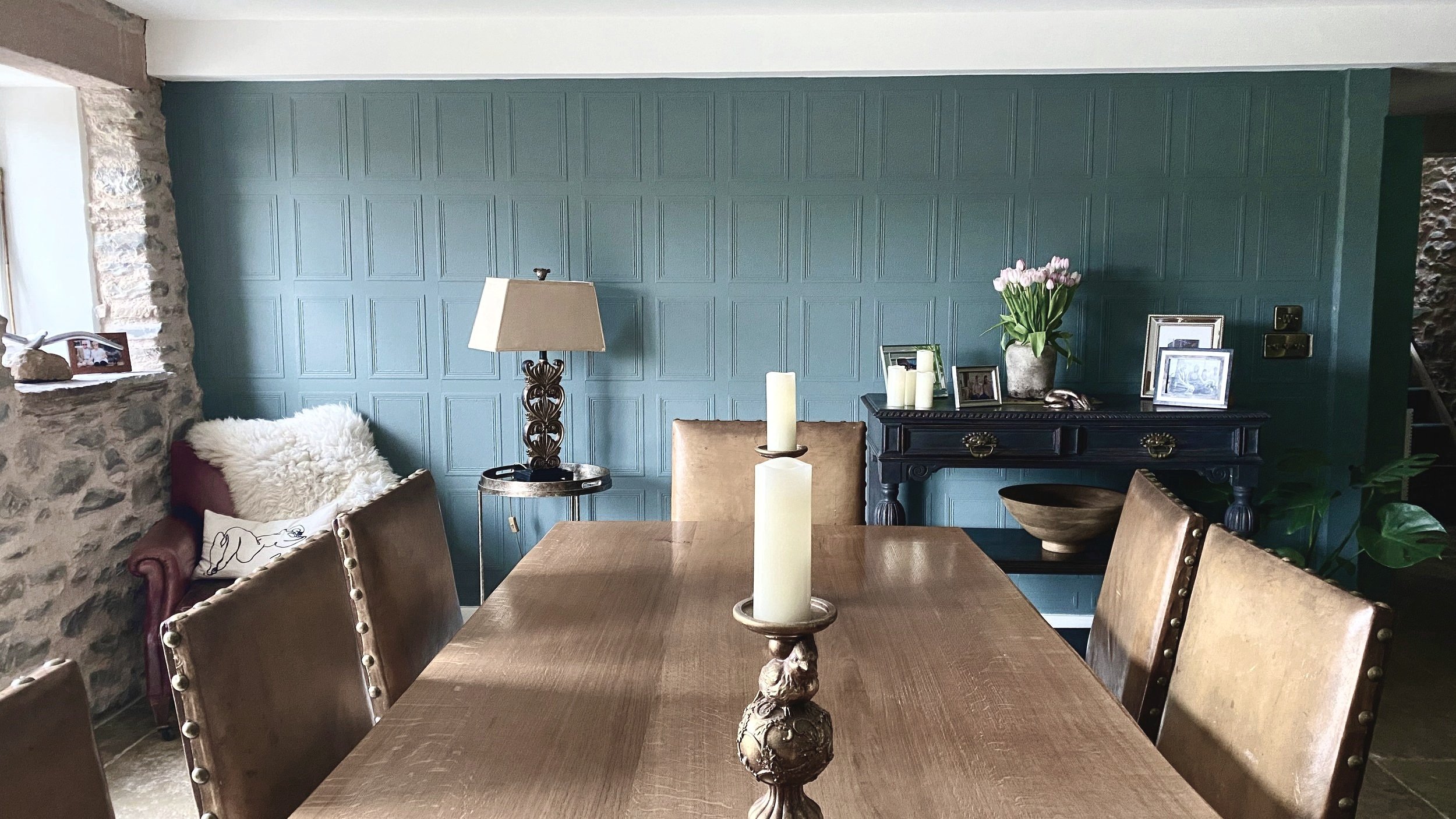 Lincrusta Georgian Panel adds warmth and character to the dining room