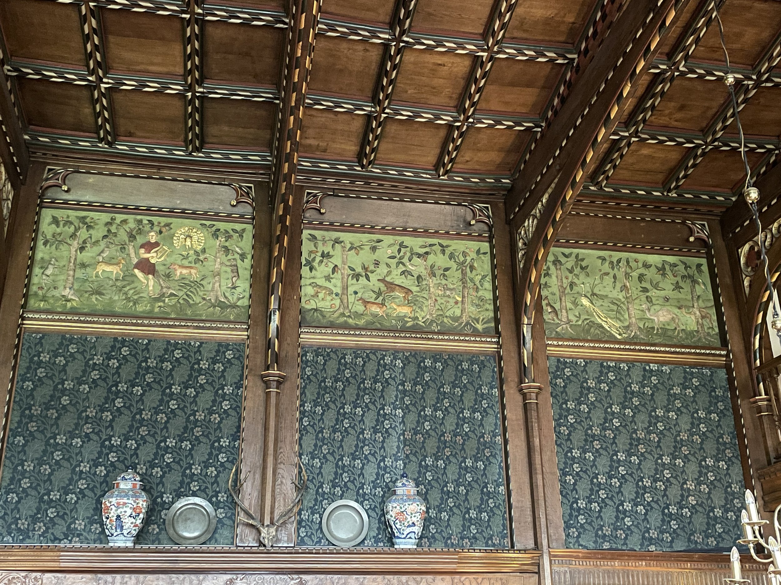  Interiors of Wightwick Manor, designed in the English Arts and Crafts style with many original fabrics and wallpapers by William Morris and his contemporaries. 