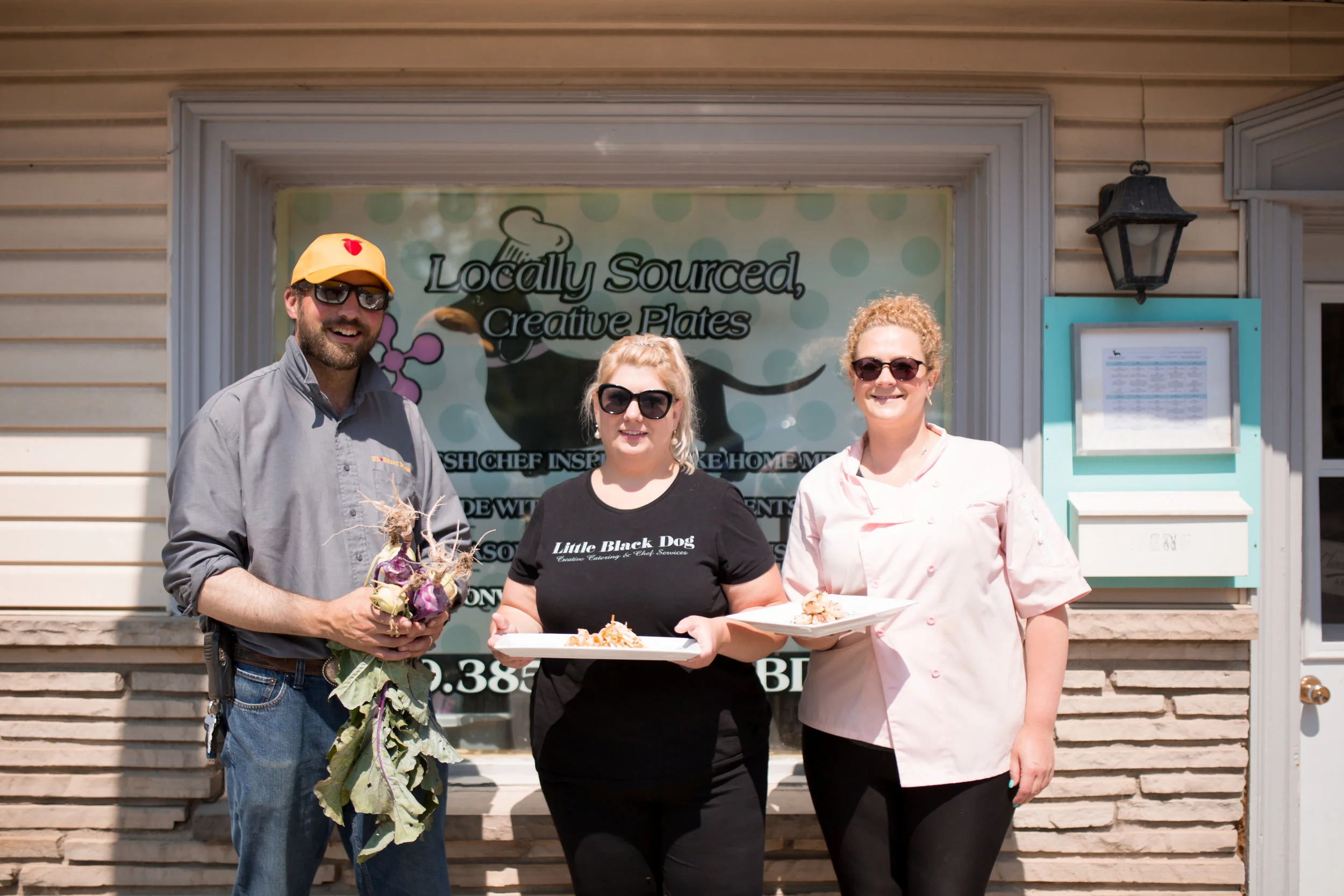 Luke Charbonneau of Hi-Berry Farm with Chef Kendra Smith and Chef Stacey Hull of Little Black Dog