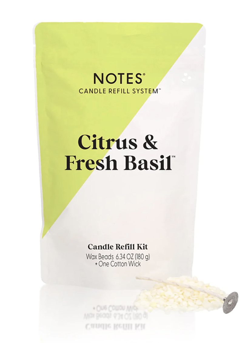 Sustainable Candle Refill Kit - NOTES Citrus & Fresh Basil — Hickory  Dickory Dock