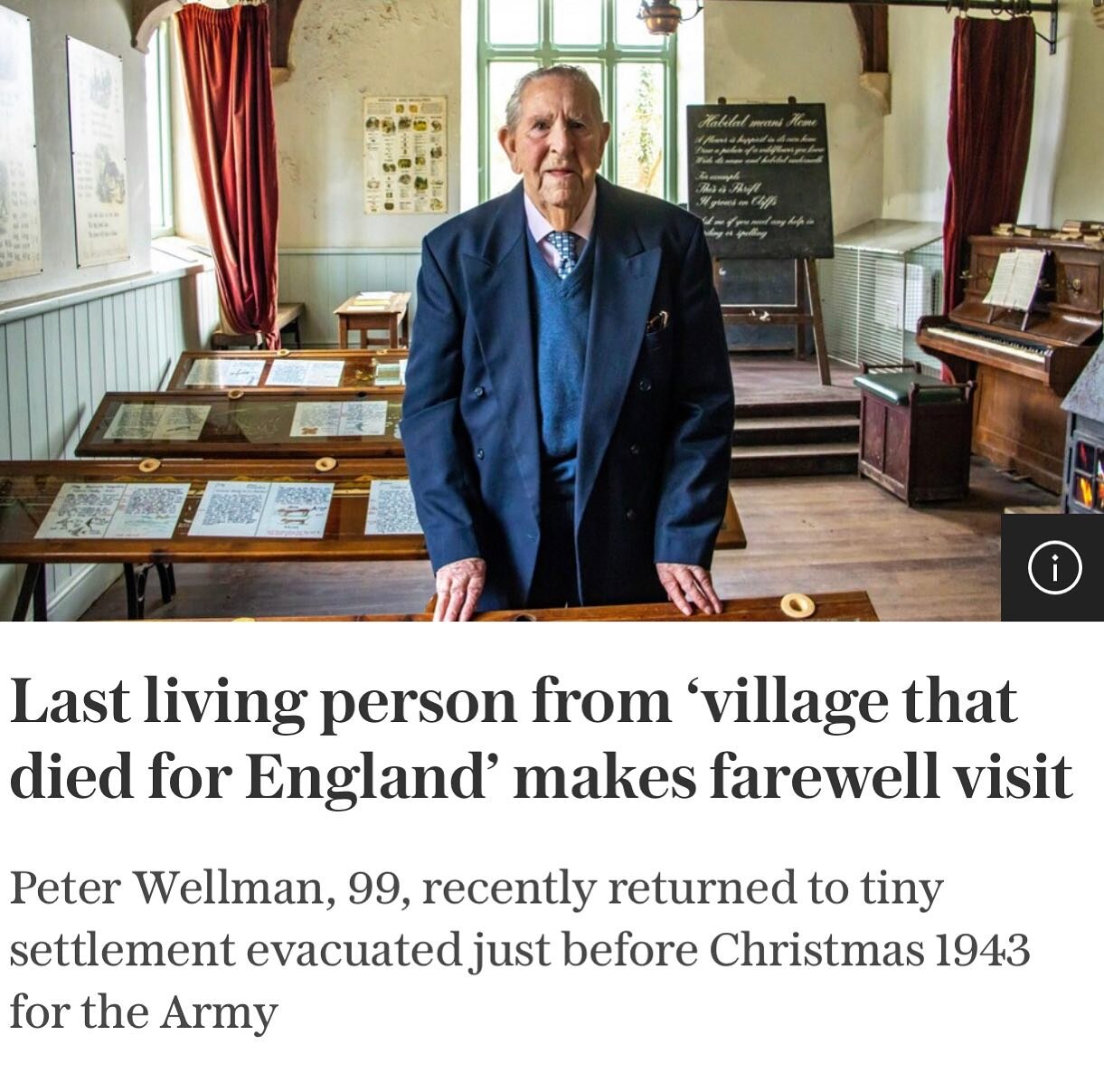 Today this story about The Forgotten Village, Tyneham cropped up in The Telegraph. The last living villager returning age 99 to see the place he once called home. 
So many of you have told me you&rsquo;ve visited Tyneham or plan to on the back of rea