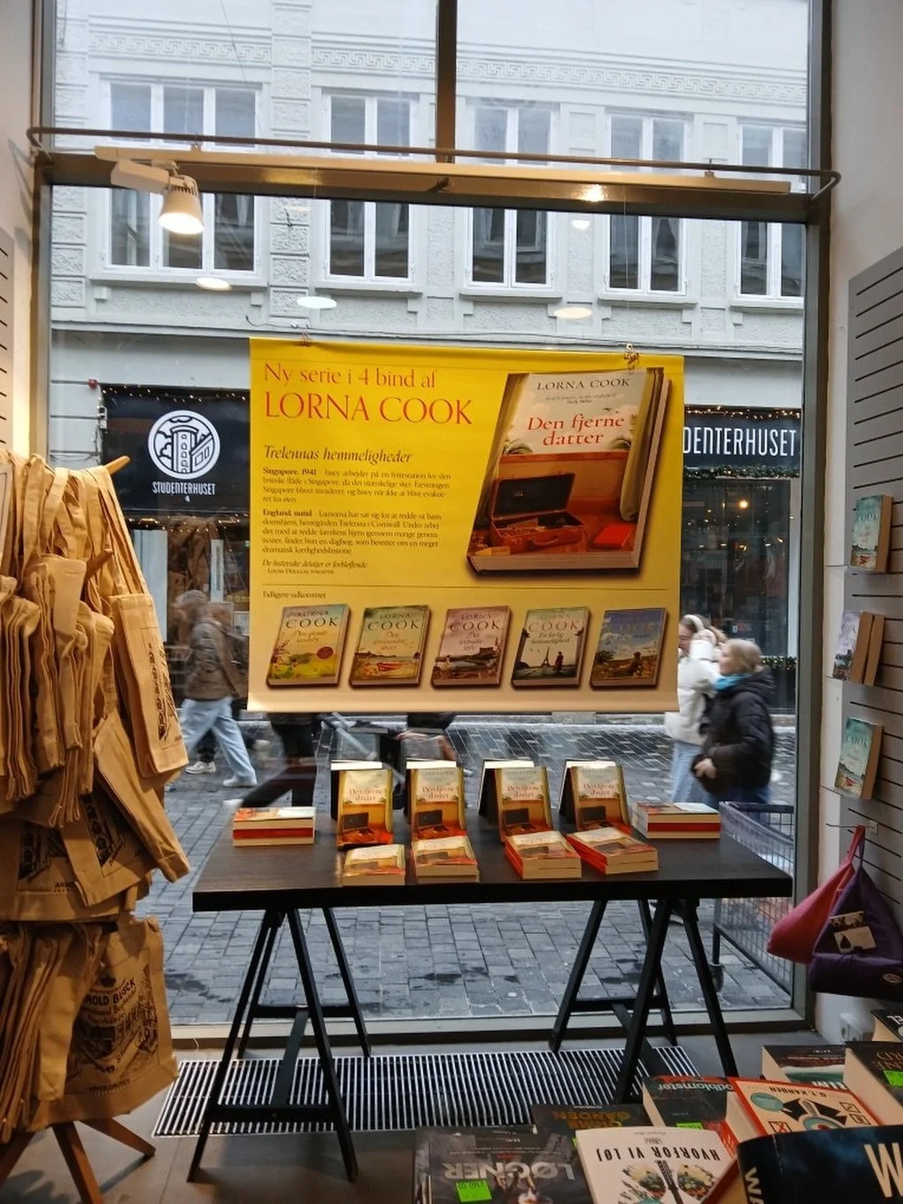 This has made my week! My lovely Danish publisher @forlagetzara has put this beautiful display in the front window of one of Copenhagen&rsquo;s biggest bookshops for all to see as the Trelenna House series lands there. (The poster is double sided and