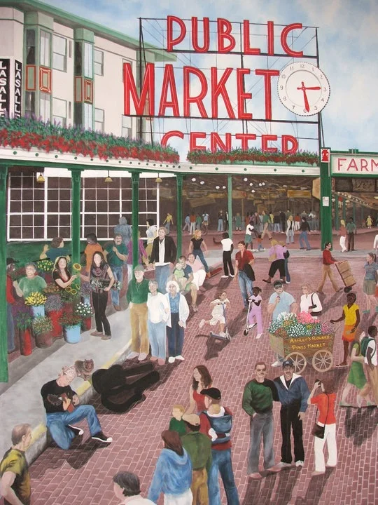 Pike's Marketplace, Washington State 12x18’ acrylic on canvas SOLD