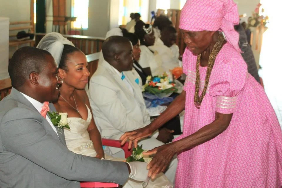 My wedding in Northern Namibia. That's my husband shaking hands sitting next to me.
