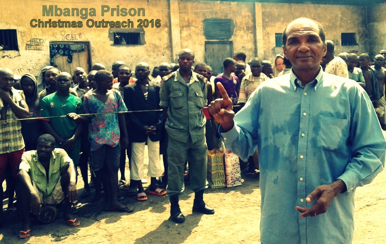 Pastor Alan Robinson conducting prison outreach in Cameroon.