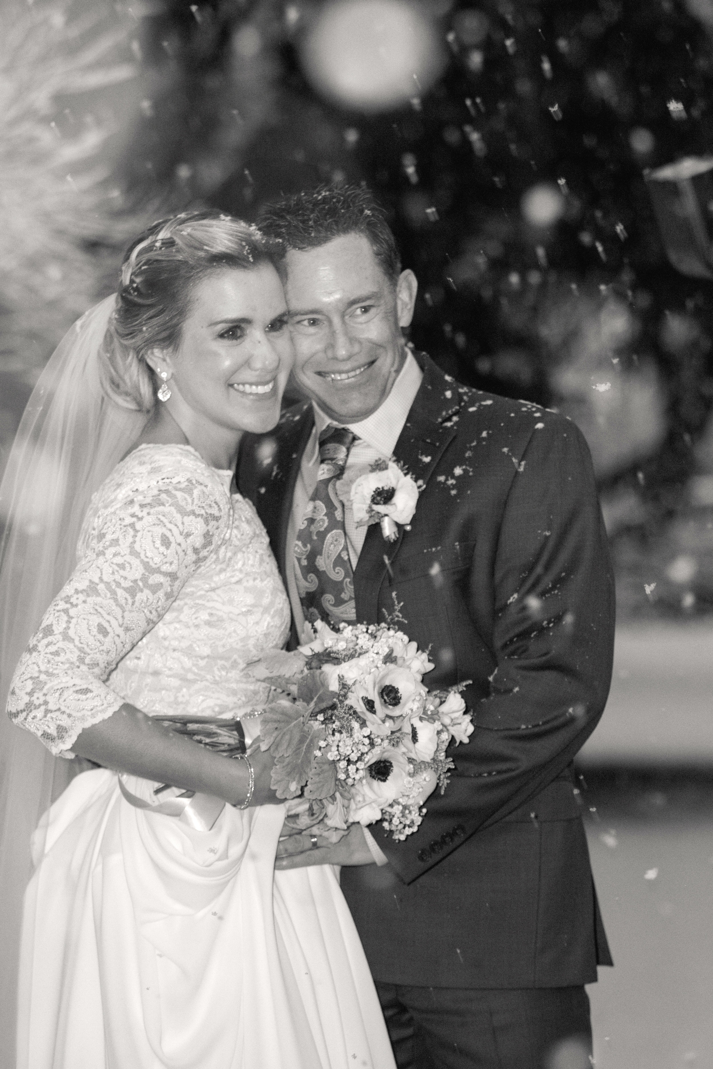 Bride and groom black and white smiling | mary and brad's Outdoor wedding photography at Hudson Gardens | Farm Wedding Photographer | Apollo Fields Wedding Photojournalism