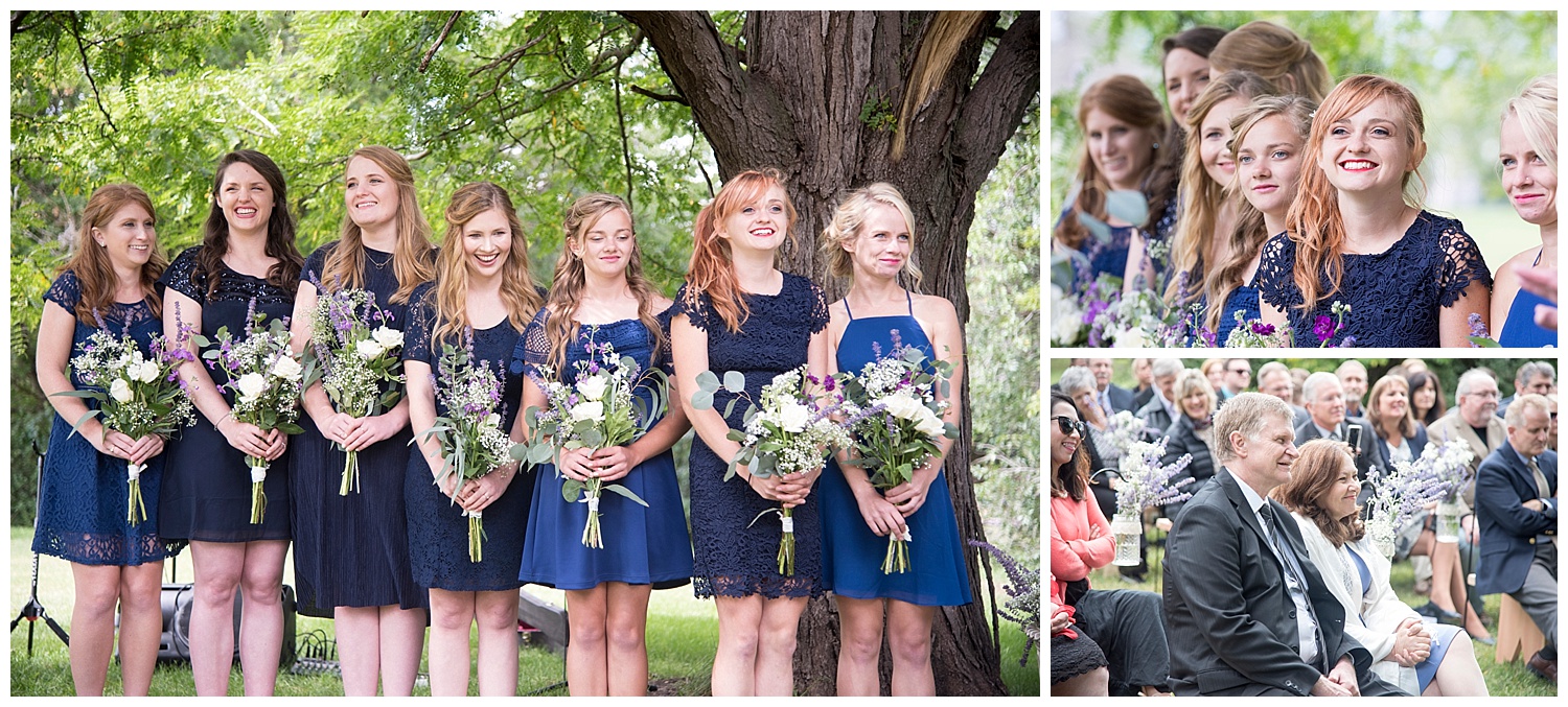 Bridal Party Blue Dresses | Bethany and Jono's Intimate DIY Wedding | Colorado Springs Wedding Photographer | Farm Wedding Photographer | Apollo Fields Wedding Photojournalism