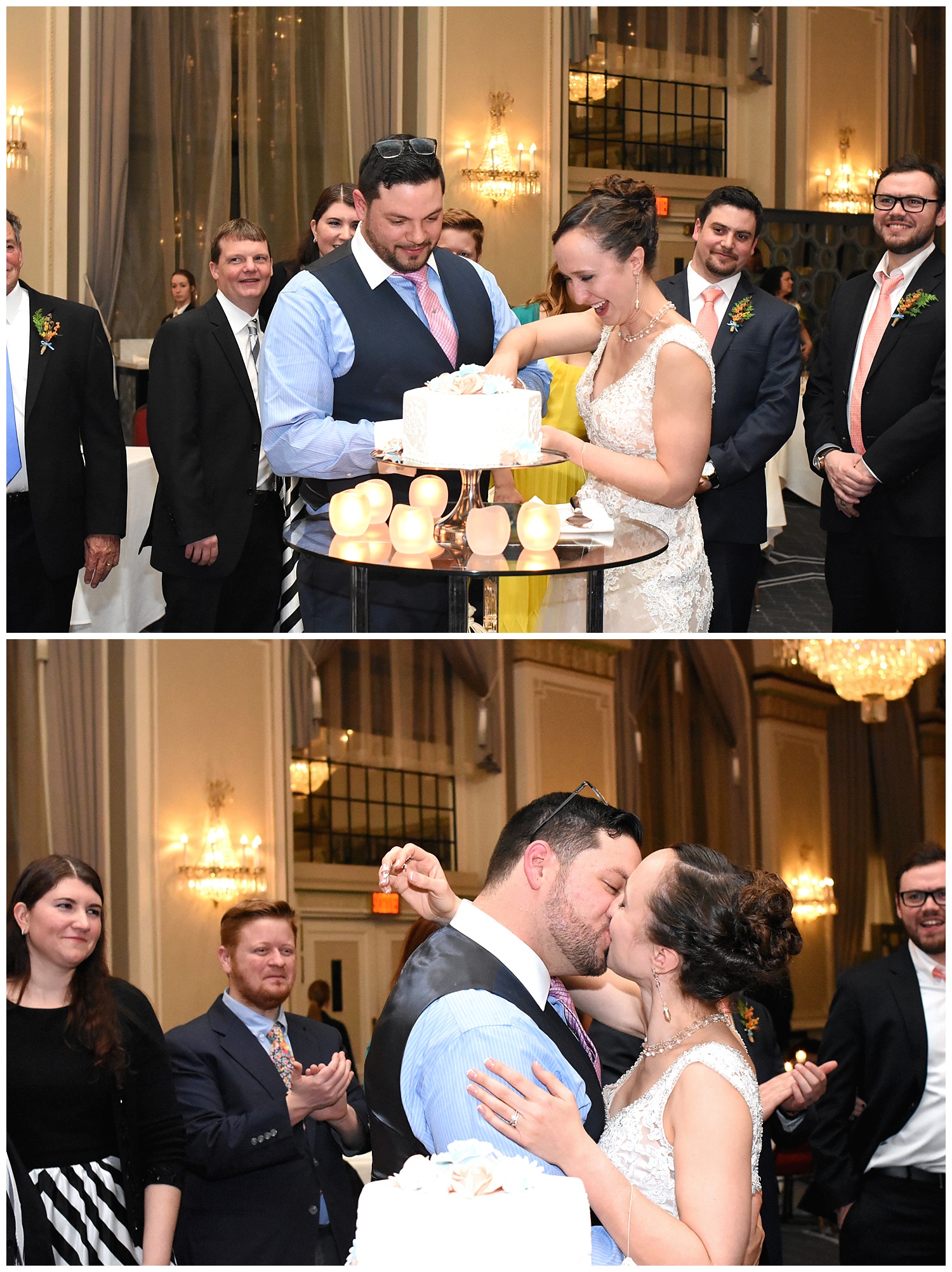 Bride and Groom Cake Cutting | Intimate Wedding Photographer | Chateau de Frontenac | Quebec City Wedding Photographer | Farm Wedding Photographer | Apollo Fields Wedding Photojournalism