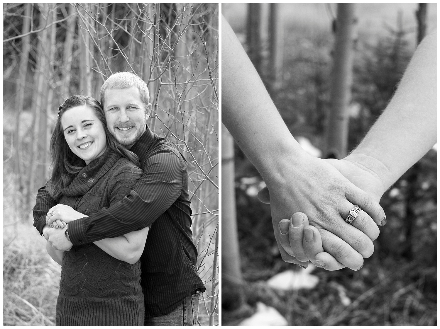 Couple in Black & White Smiling | Mountain Engagement Photography | Golden Colorado Wedding Photographer | Farm Wedding Photographer | Apollo Fields Wedding Photojournalism