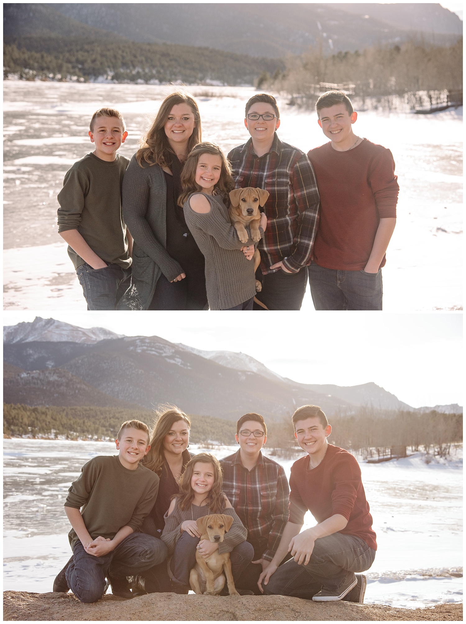 Young Family Posing 2 Moms | Jenny and Tara's Epic Mountain Engagement Session | Pikes Peak, Colorado Photography | Farm Wedding Photographer | Apollo Fields Wedding Photojournalism
