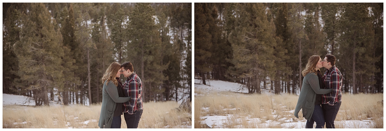 Young Couple Embracing | Jenny and Tara's Epic Mountain Engagement Session | Pikes Peak, Colorado Photography | Farm Wedding Photographer | Apollo Fields Wedding Photojournalism