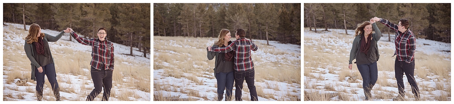 Young Lesbian Couple Having Fun | Jenny and Tara's Epic Mountain Engagement Session | Pikes Peak, Colorado Photography | Farm Wedding Photographer | Apollo Fields Wedding Photojournalism