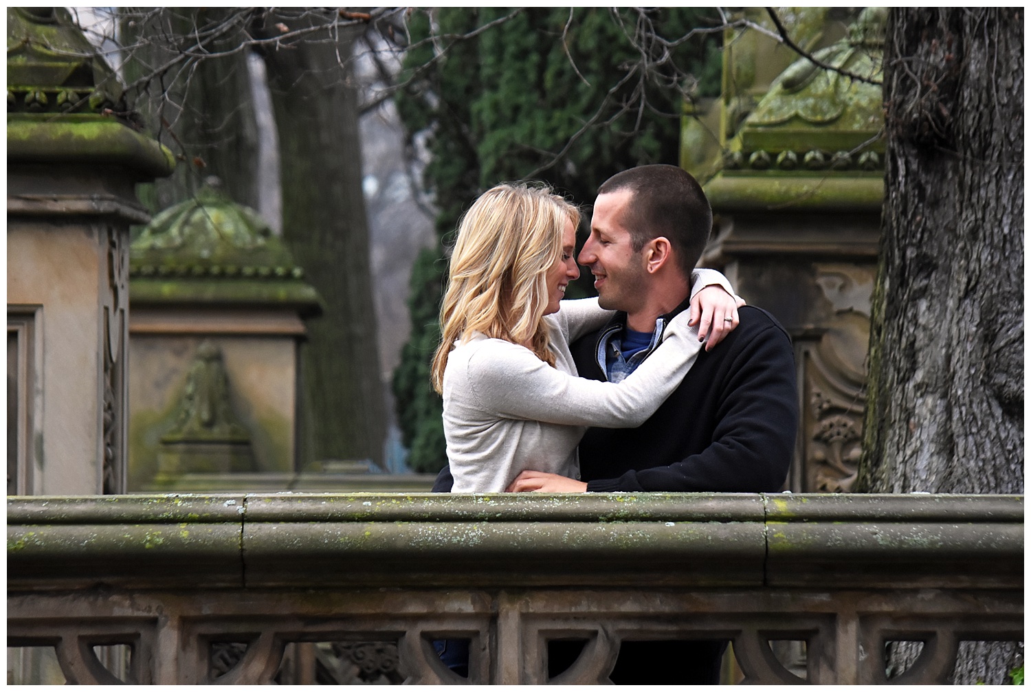 Woman Embracing Man | Central Park Engagement Photographer | Farm Wedding Photographer | Apollo Fields Wedding Photojournalism