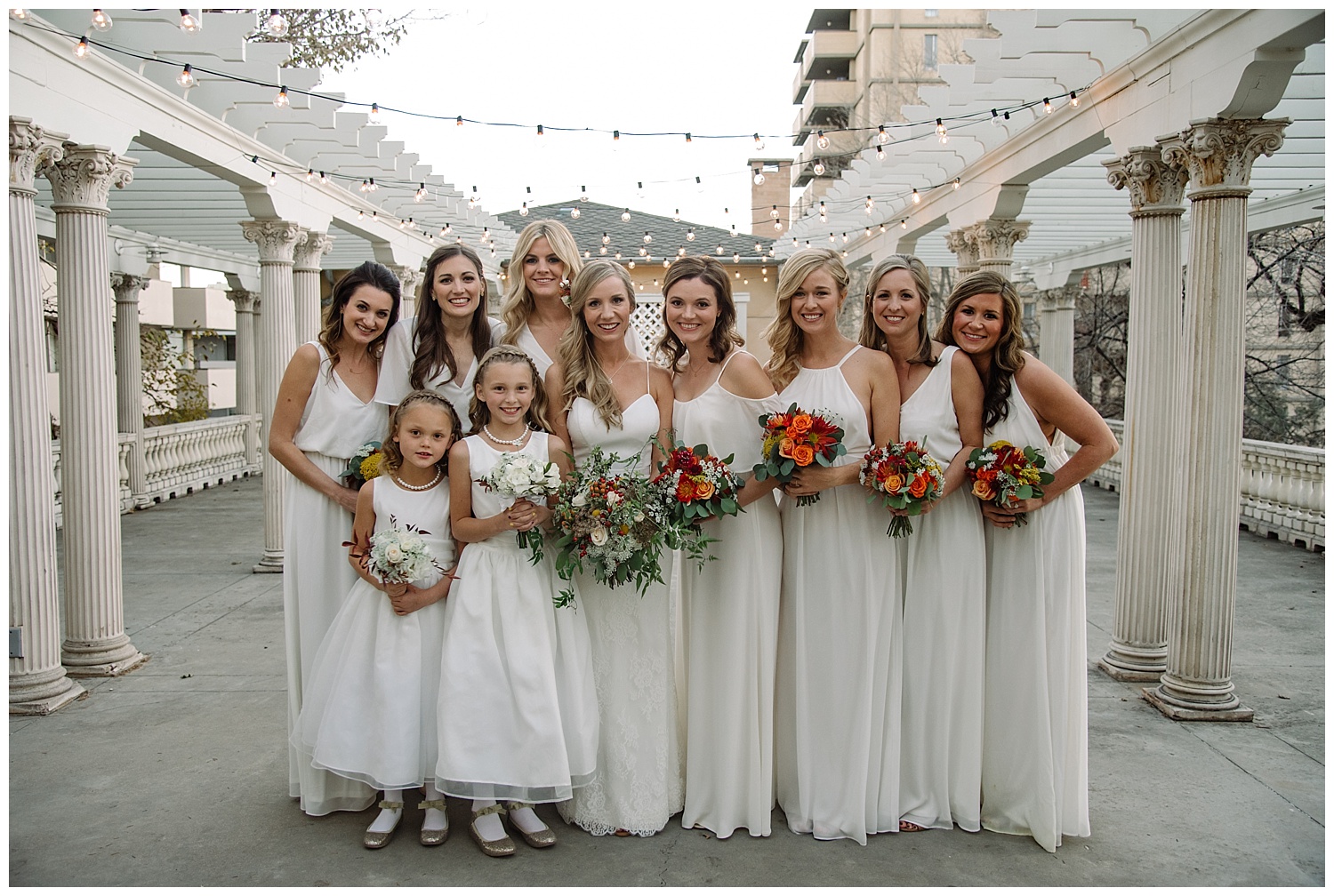 Bridesmaids in White Gowns | Lindsey and Jeff's Intimate Wedding at Grant Humphrey's Mansion | Denver Colorado Photographer | Farm Wedding Photographer | Apollo Fields Photojournalism