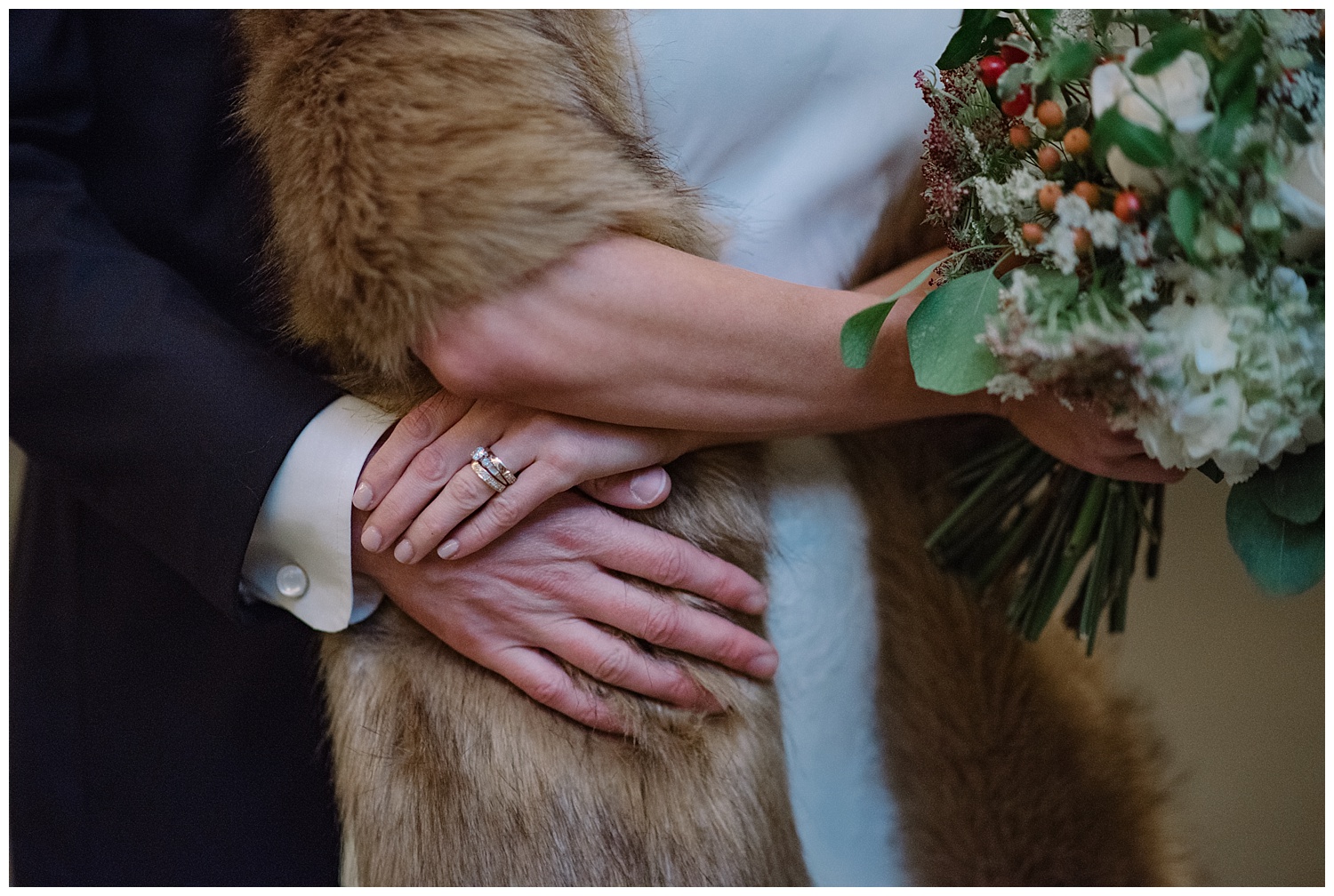 Close up of Bride & Groom Holding Hands | Lindsey & Jeff's Intimate Wedding at Grant Humphrey's Mansion | Denver Colorado | Farm Wedding Photographer | Apollo Fields Wedding Photojournalism