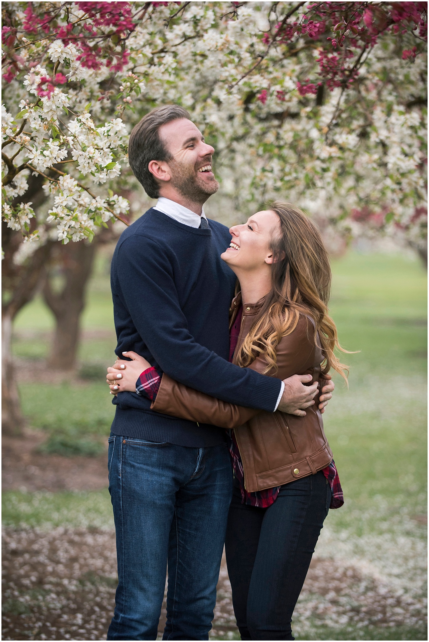 Cherry Blossom Engagement Photos Springtime