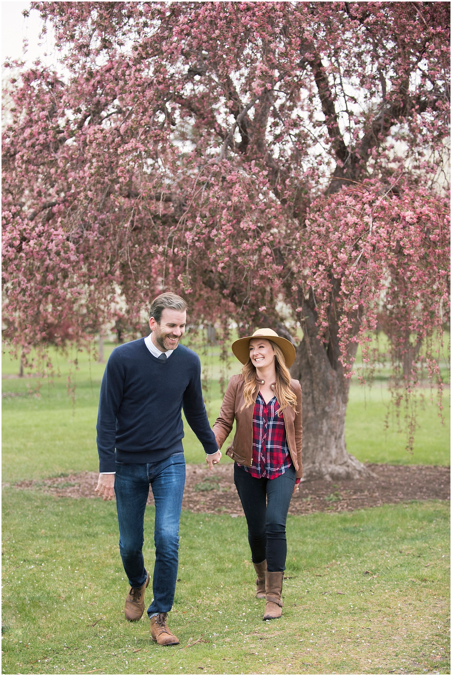 Fun Cherry Blossom Engagement Photos