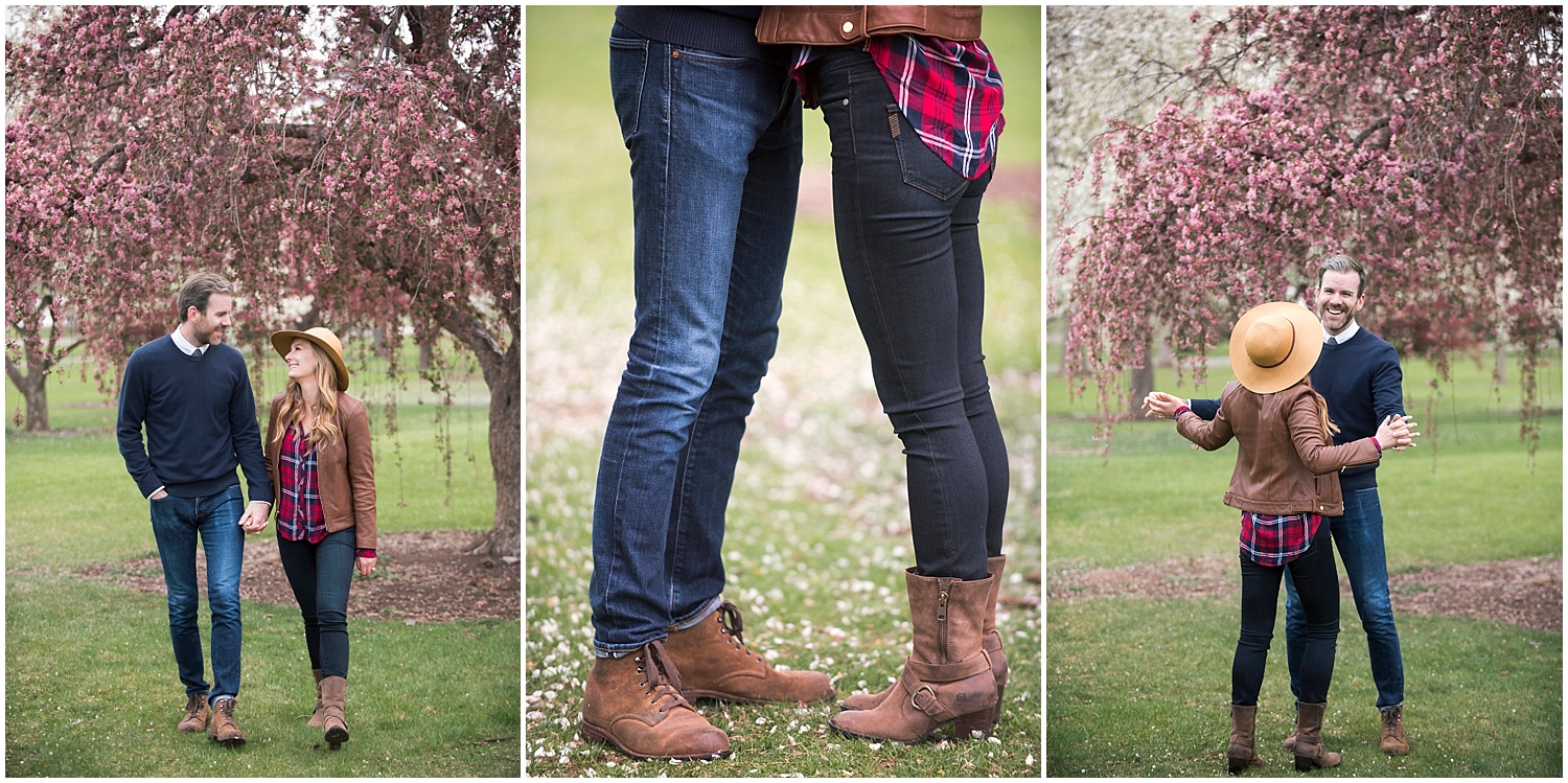 Farm Wedding Photographer Cherry Blossom Engagement Photos