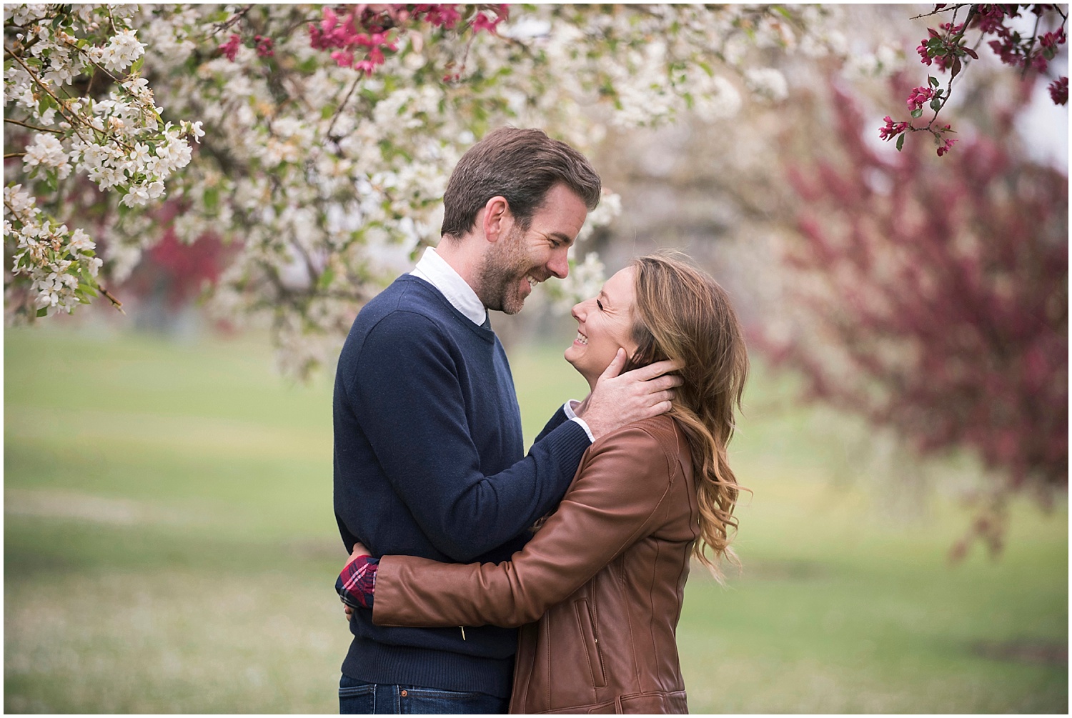 Modern Couples Cherry Blossom Engagement Photos Colorado Wedding Photographer 