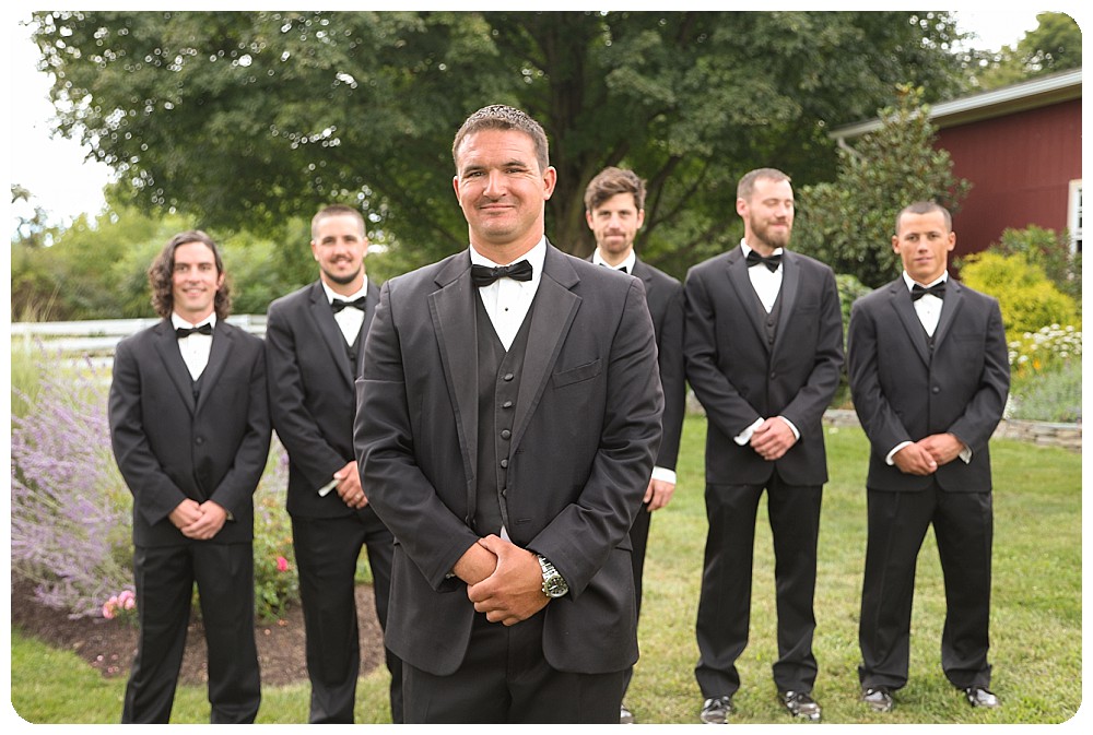 Groom Groomsmen Suits Upstate New York Farm Wedding