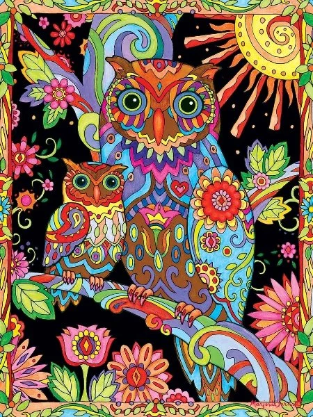Owl and Baby by Night - Rose Art