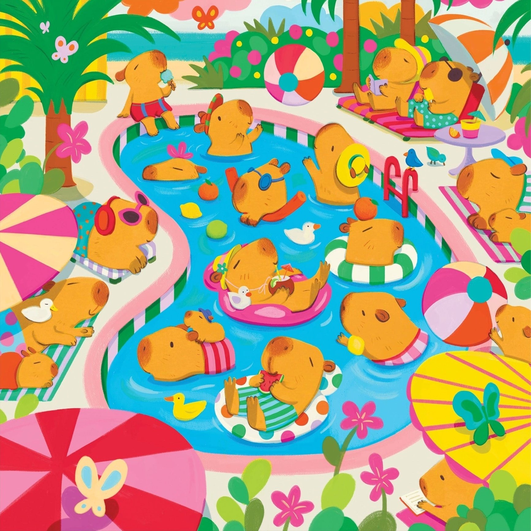 Capybara Pool Day - 500-piece by Mudpuppy Puzzles