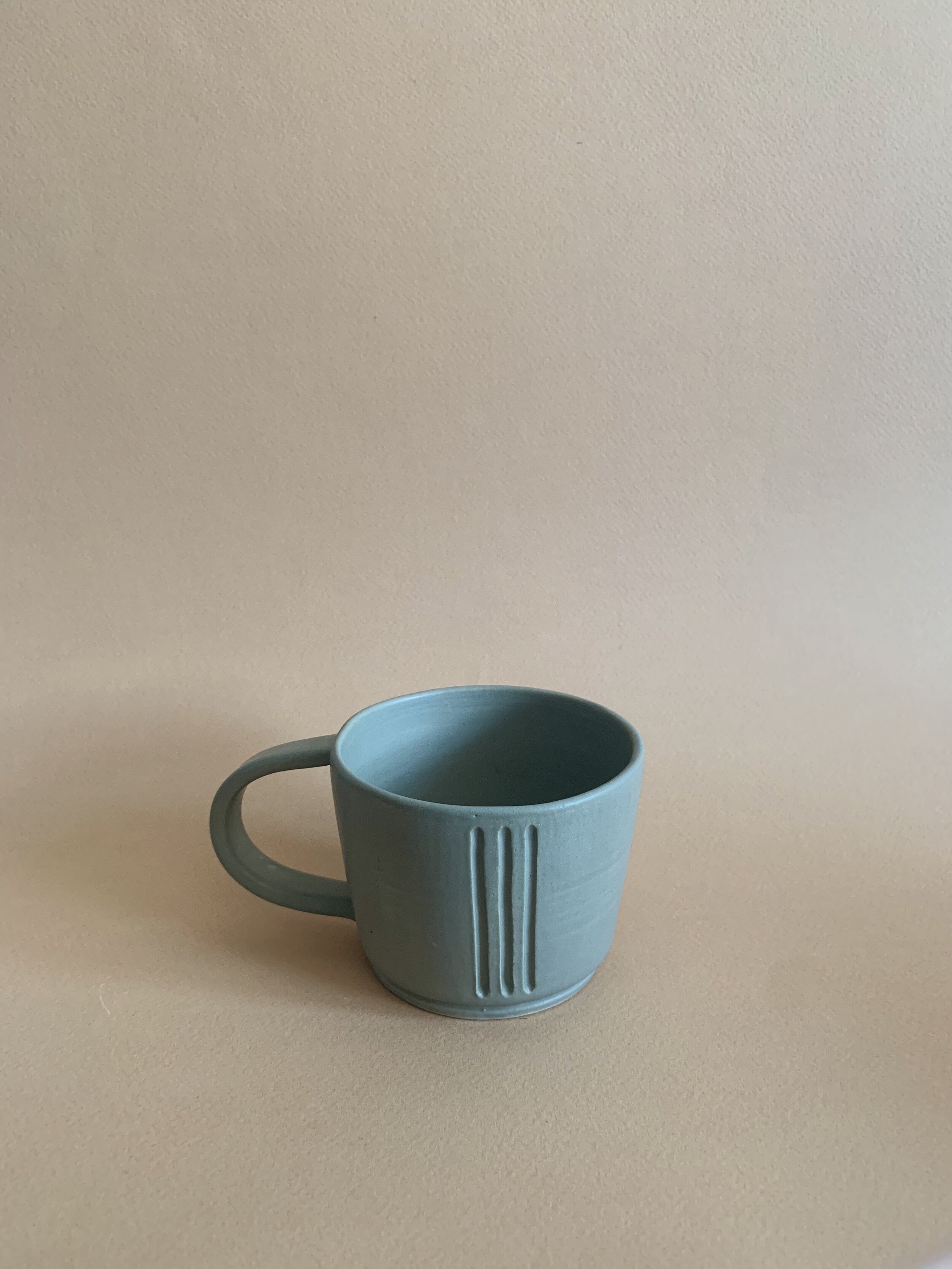 Line Carved Mug in Sage