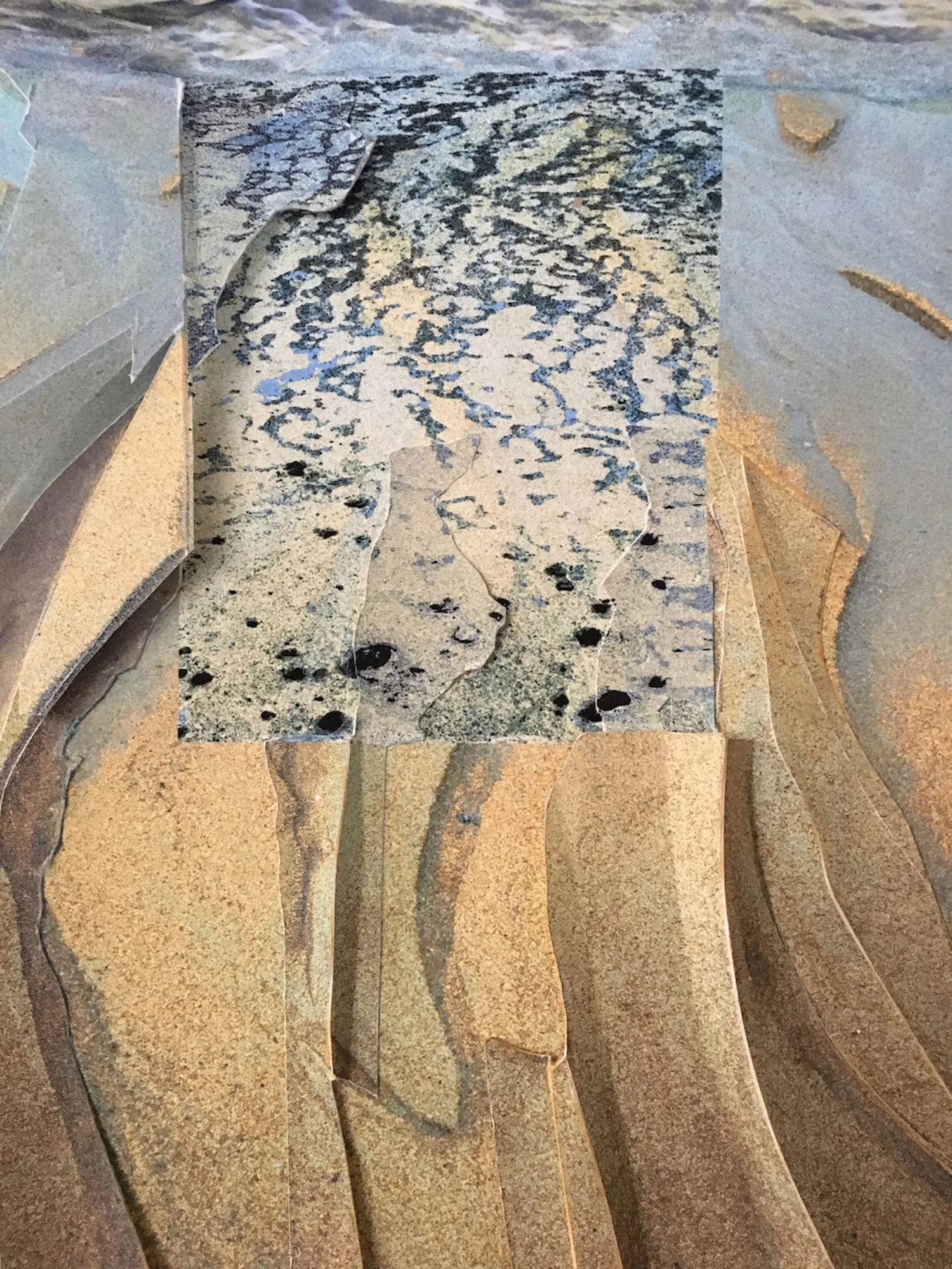 Water's Edge Unique Multilayered Pigment Print, 20"x16" framed