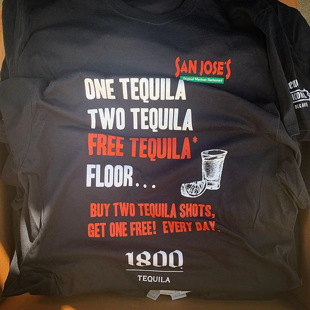 It&rsquo;s always happy hour somewhere! 🍸🍹🍺🥃 #Tequila #SanJoses #1800 #TacoTuesday #Free #Custom #TShirts #5STAR #5STARPROMO