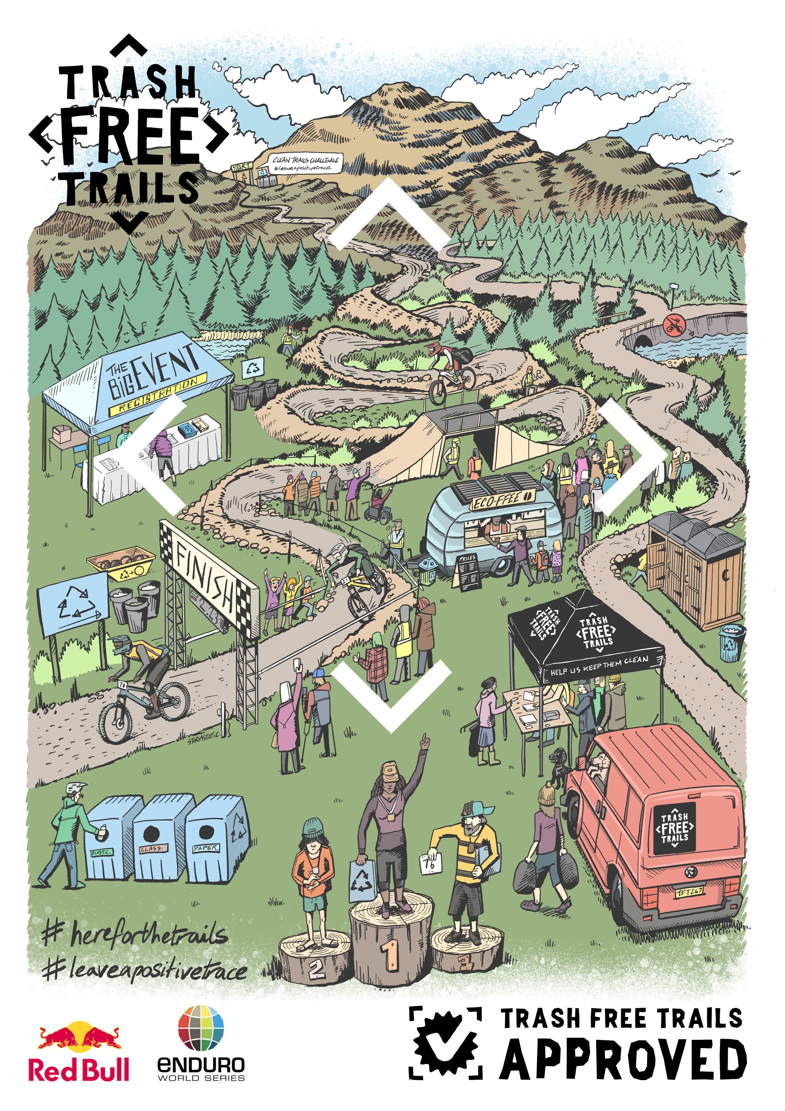 Trash Free Trails Approved Events Launch Illustration
