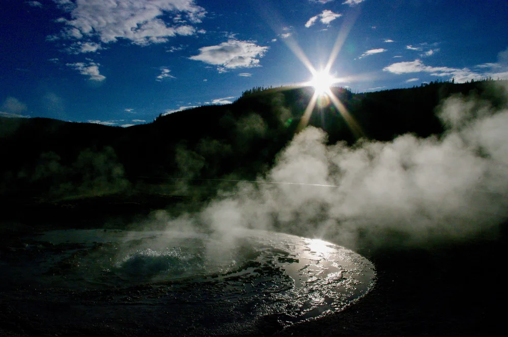 Sun setting over Jewel Geyser
