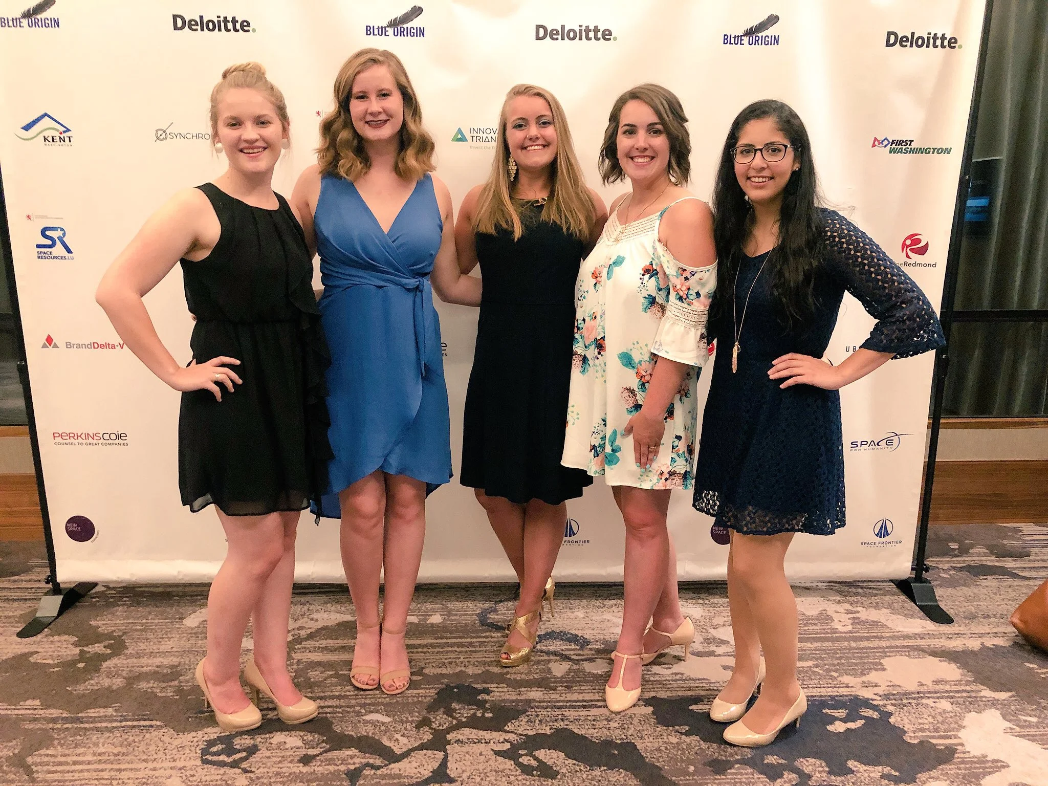 Me (BOF’18), Esther (BOF’18), Madie (BOF’18), Kristin (BOF’18) and Sumayya (BOF’17) at the NewSpace Conference in Seattle where the Fellowship won the Stakeholder Expansion Award