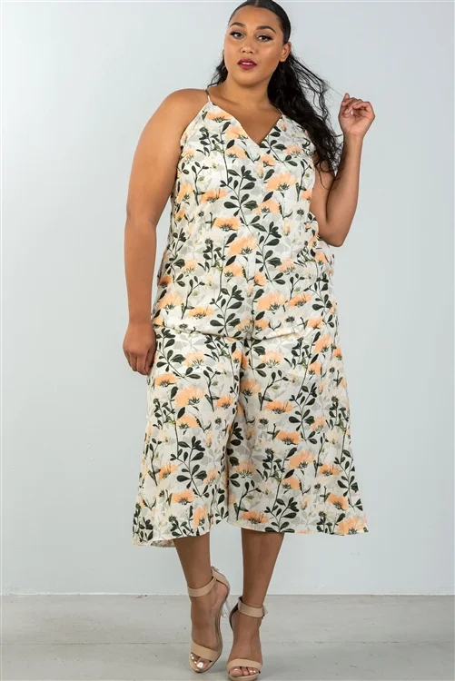 Yellow & Floral Capri Jumpsuit