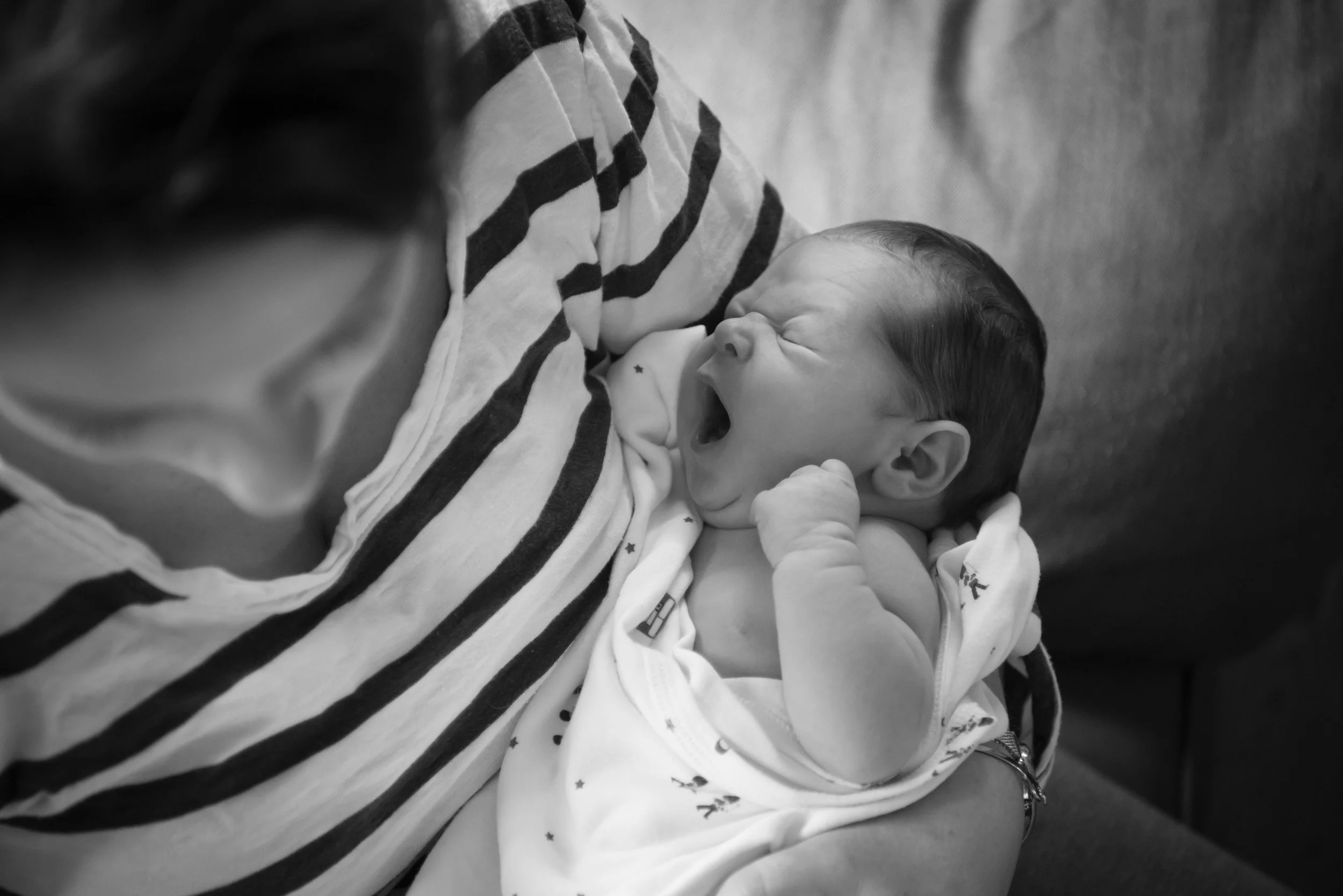 Newborn yawning