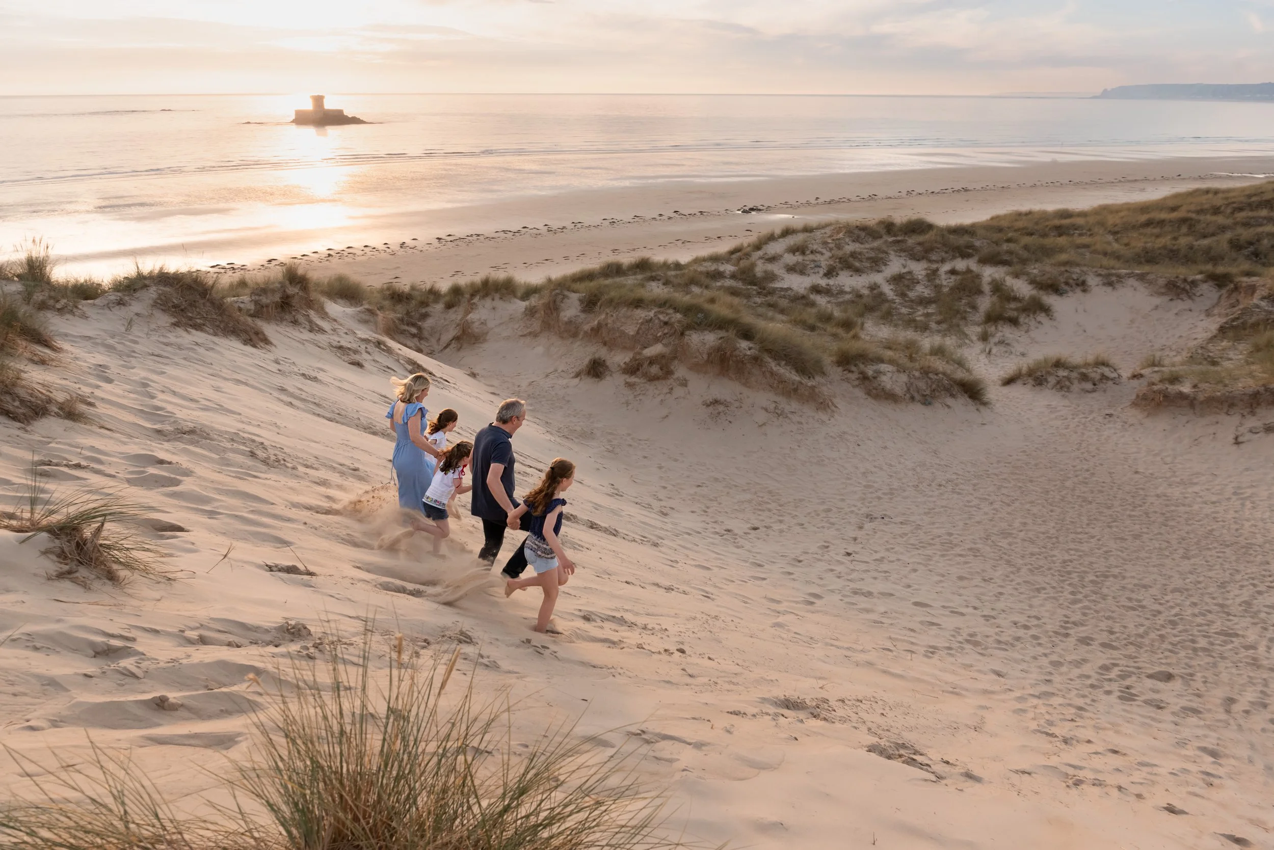 Jersey photographer: a sunset family photoshoot at St Ouen's Bay