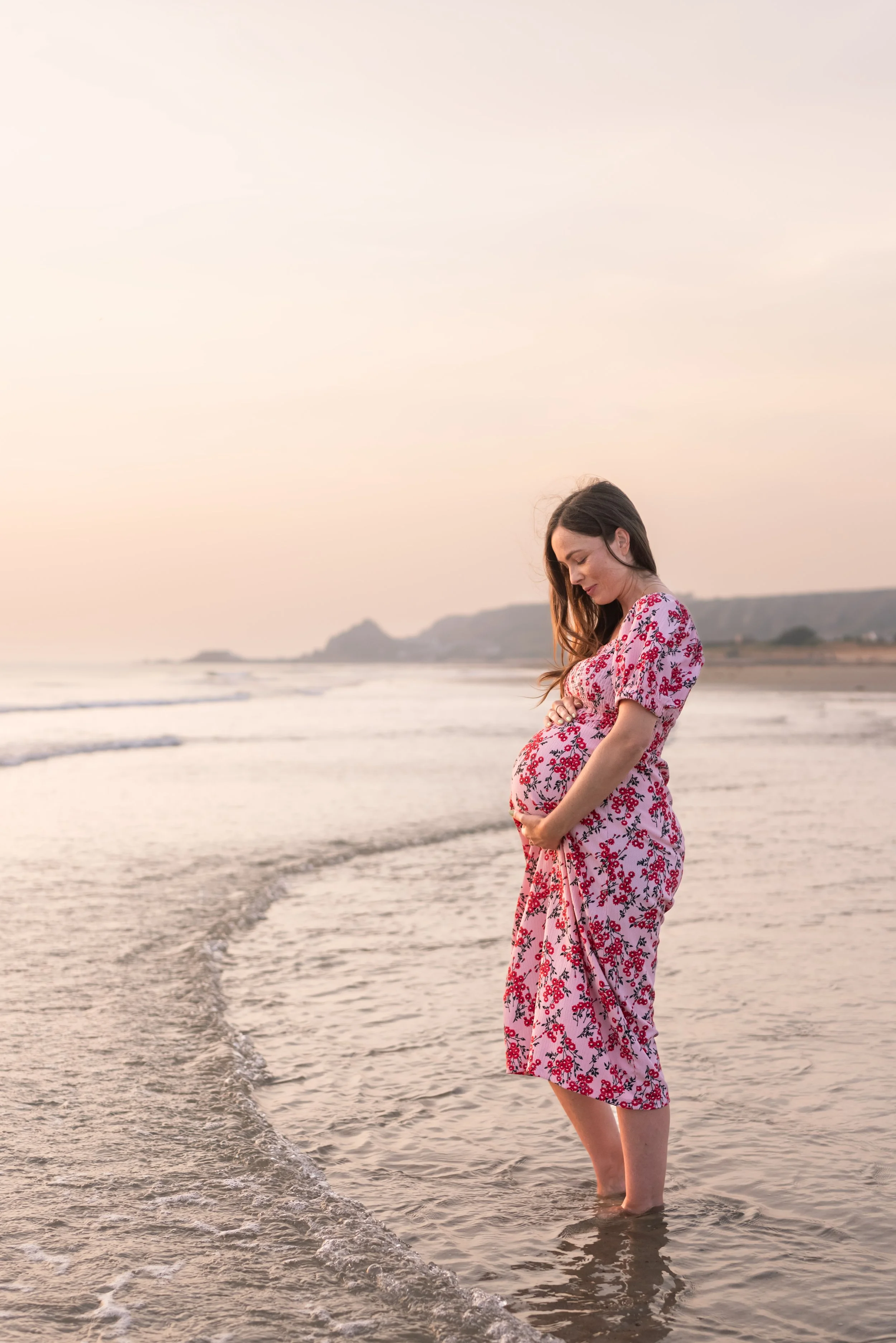 Jersey photographer - sunset maternity shoot at St Ouens bay