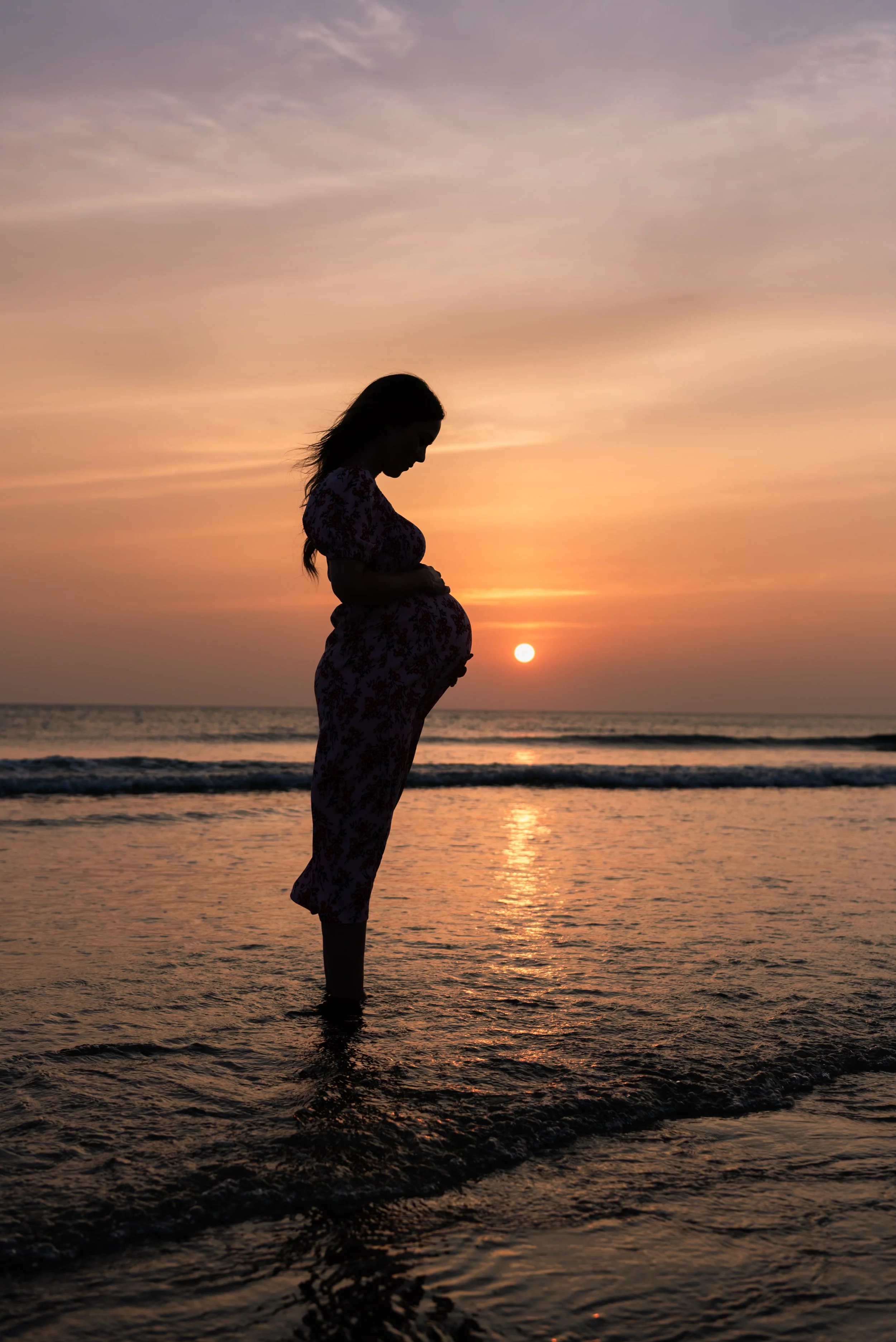 Jersey photographer - sunset maternity photoshoot at St Ouens