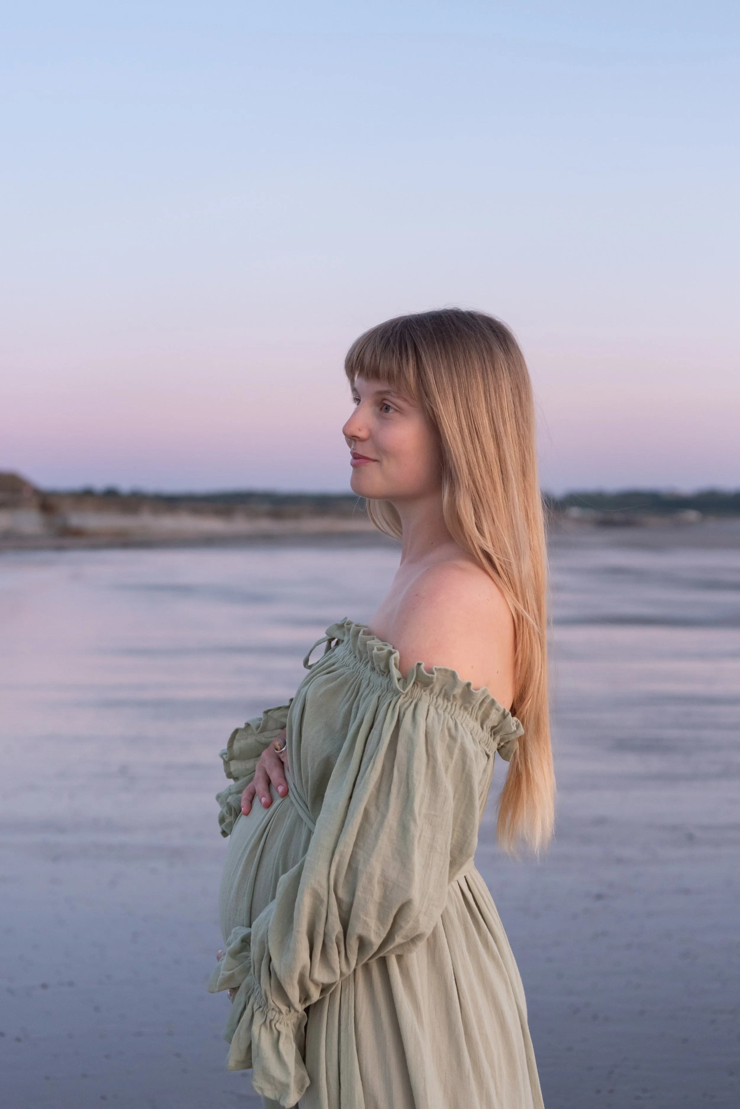  Jersey photographer: a client maternity dress at St Ouens bay